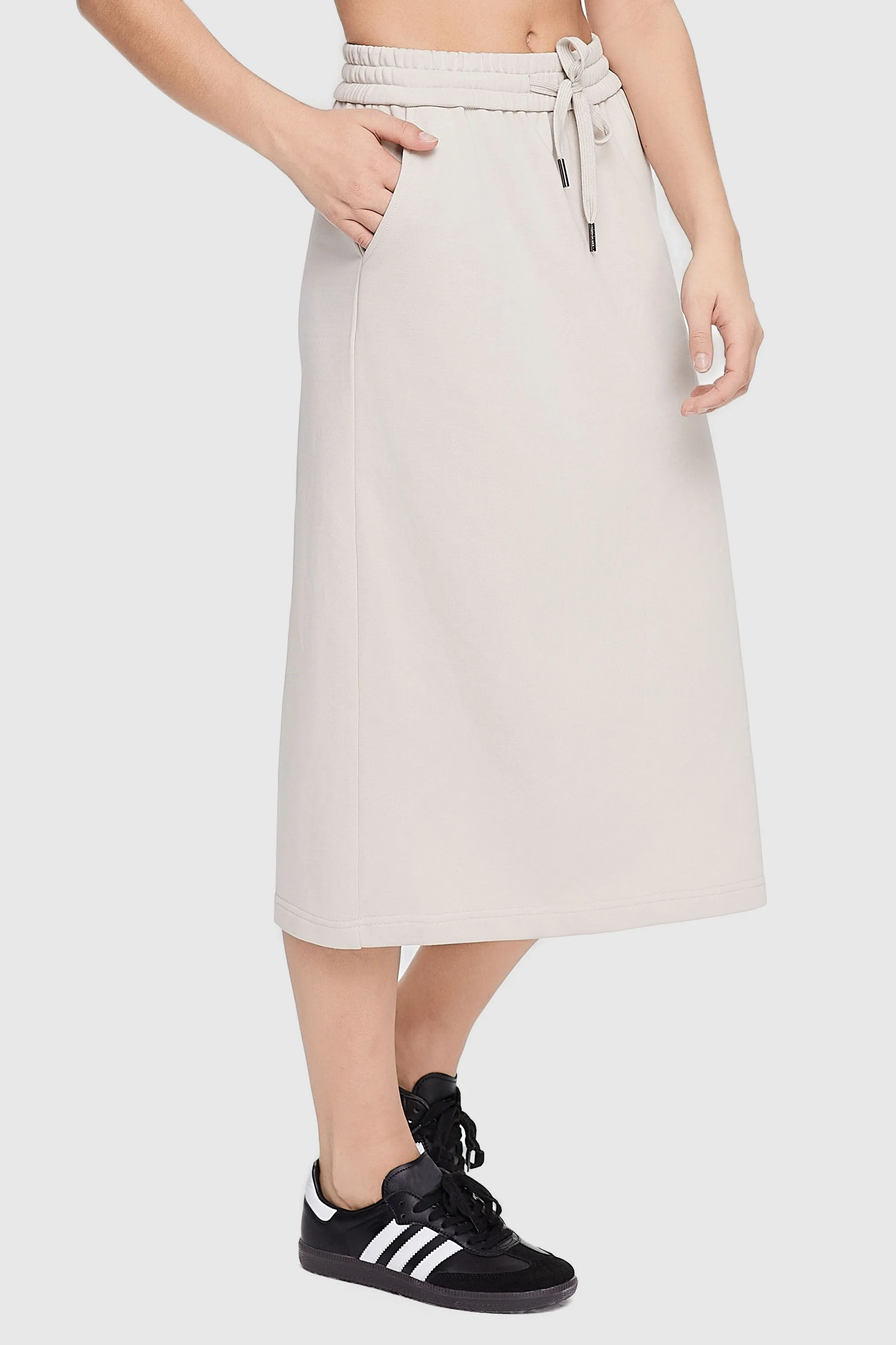 Casual High Waisted Midi Skirt