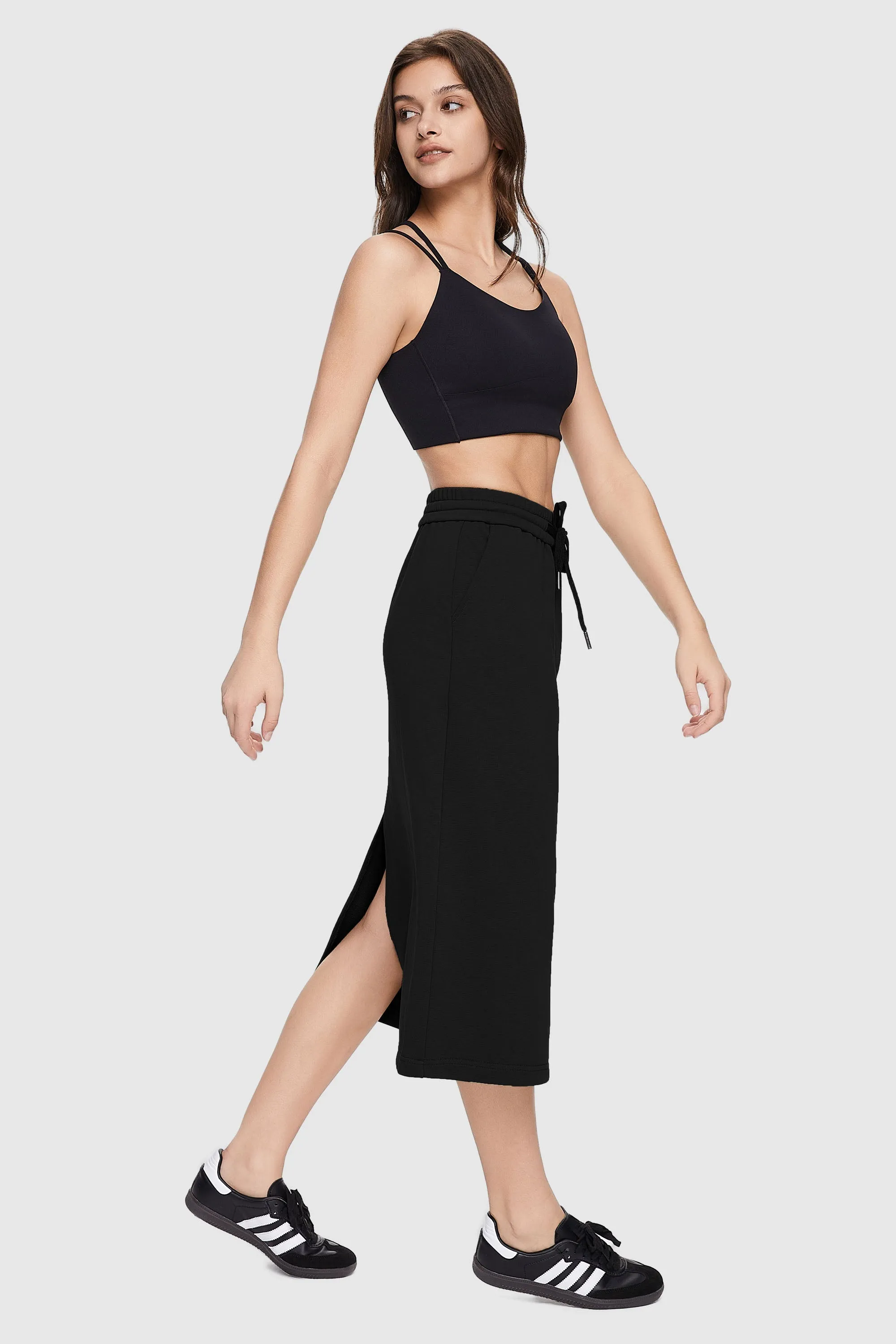 Casual High Waisted Midi Skirt