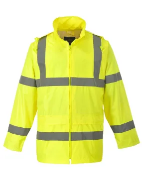 Class 3 ANSI/ISEA 107 Hi-Viz Yellow Rain Coat with Attached Hood