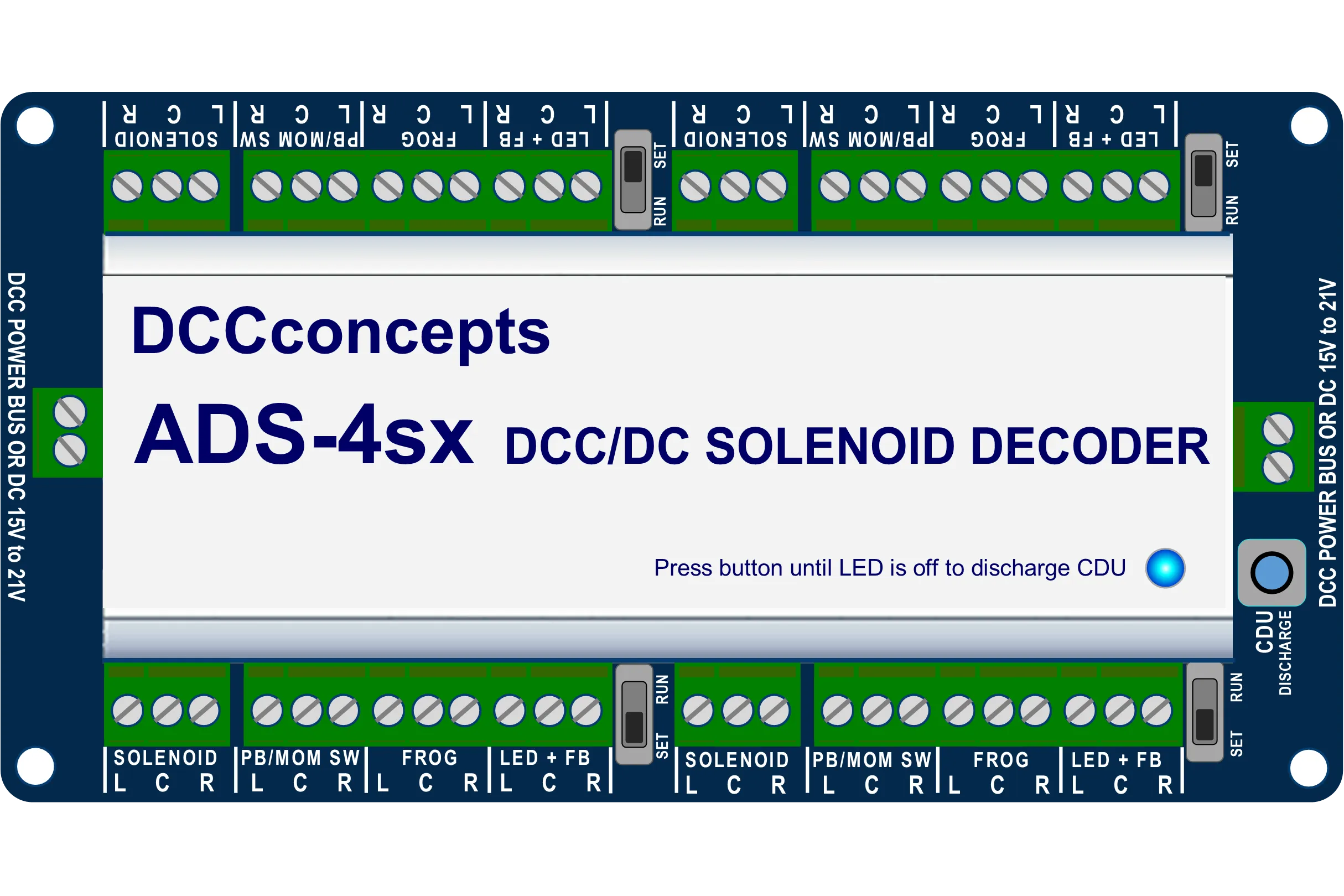 DCC Concepts Accessory Decoder CDU Solenoid Drive SX 4-Way w/Power Off Memory & Protective Case