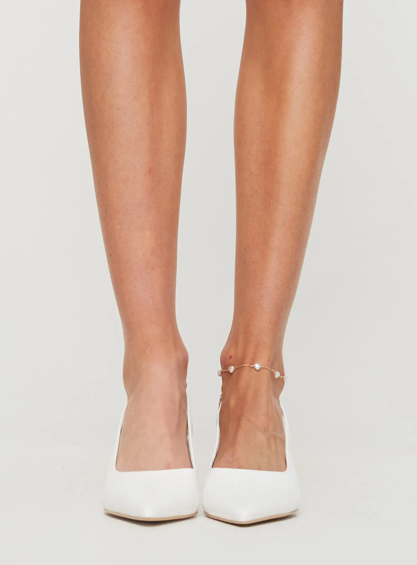 Denalia Pointed Toe Heels White Matte