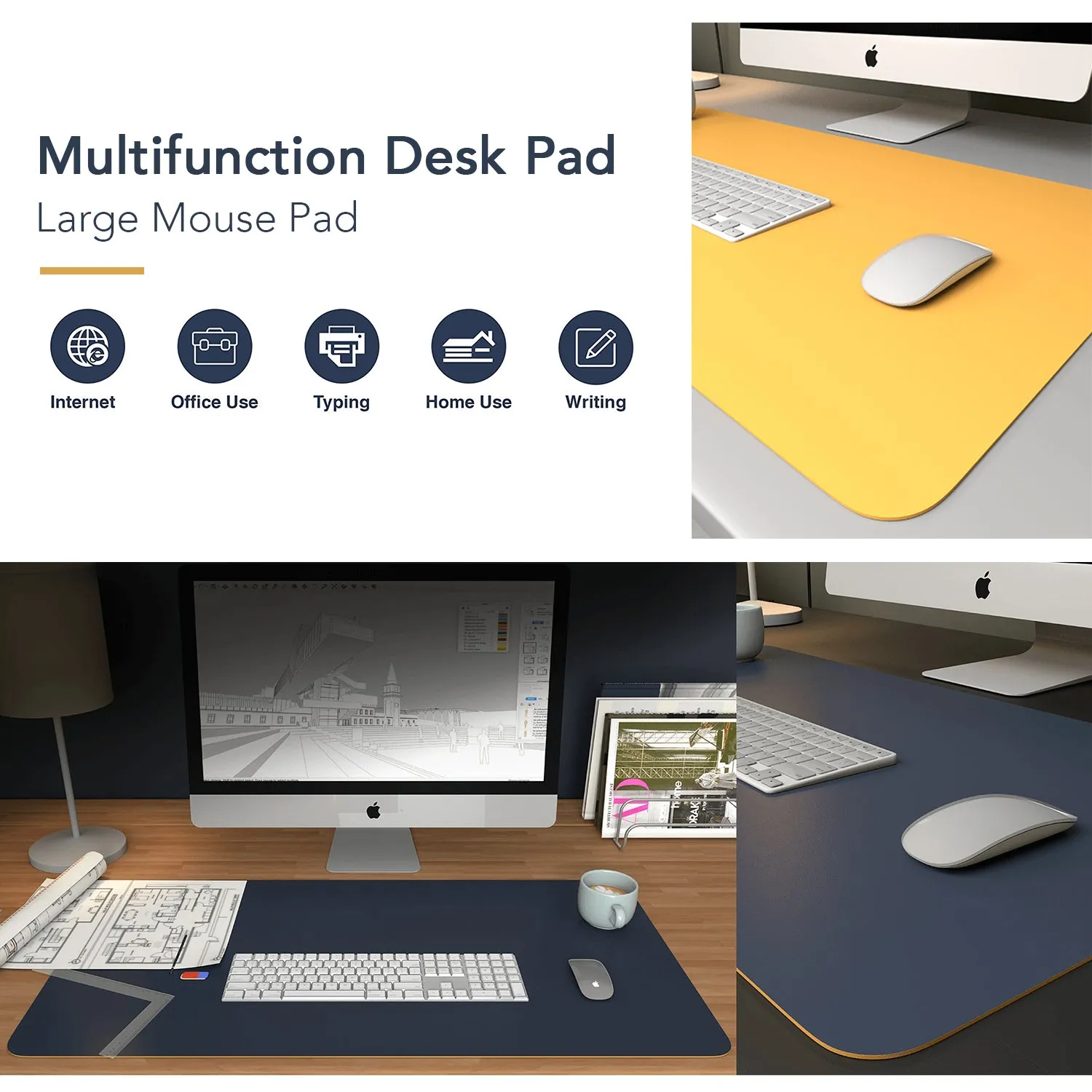 DeskPad - Navy Blue & Yellow