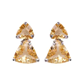 Earrings - Double Citrine Drops