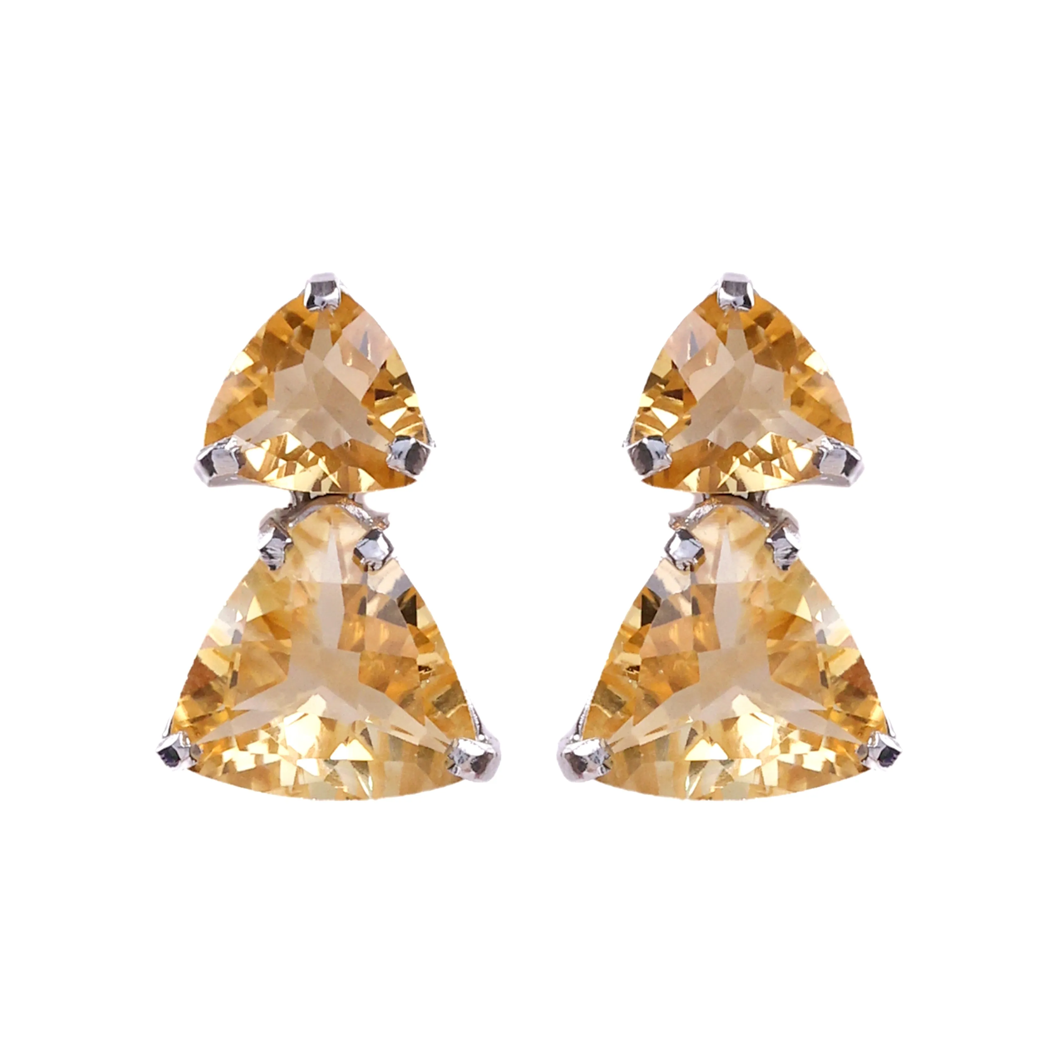 Earrings - Double Citrine Drops