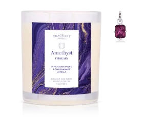 February Amethyst Birthstone Charm - Jewel Candle