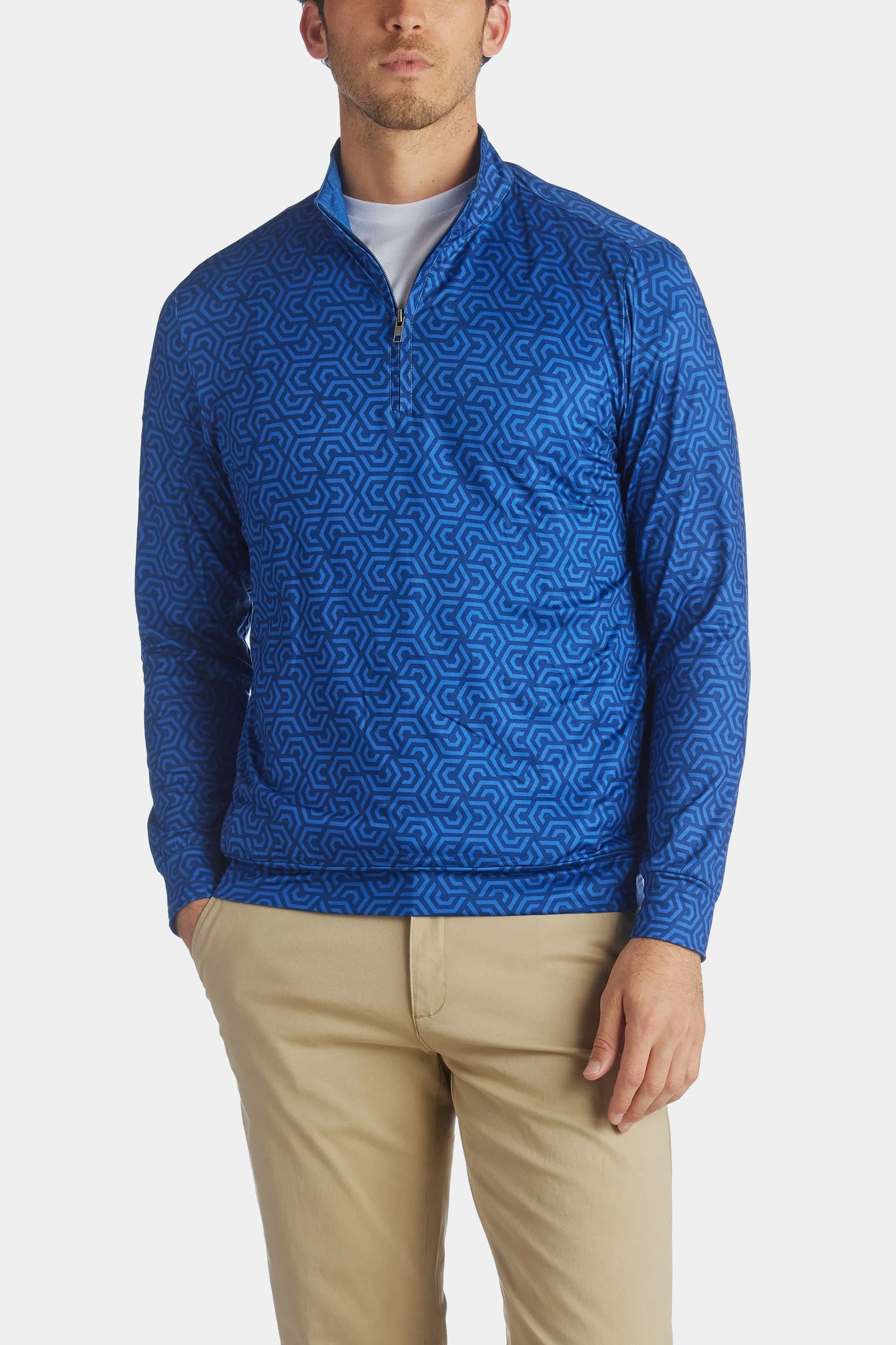 Geo Printed Quarter Zip Pullover