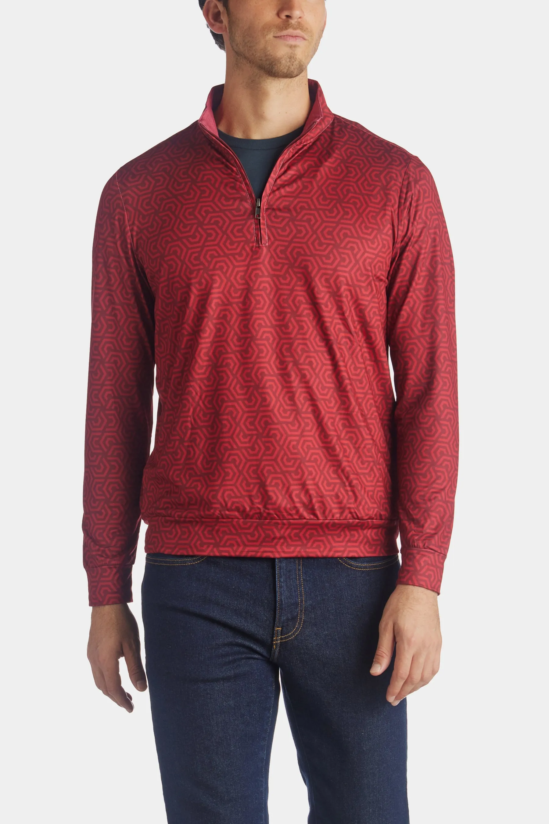 Geo Printed Quarter Zip Pullover