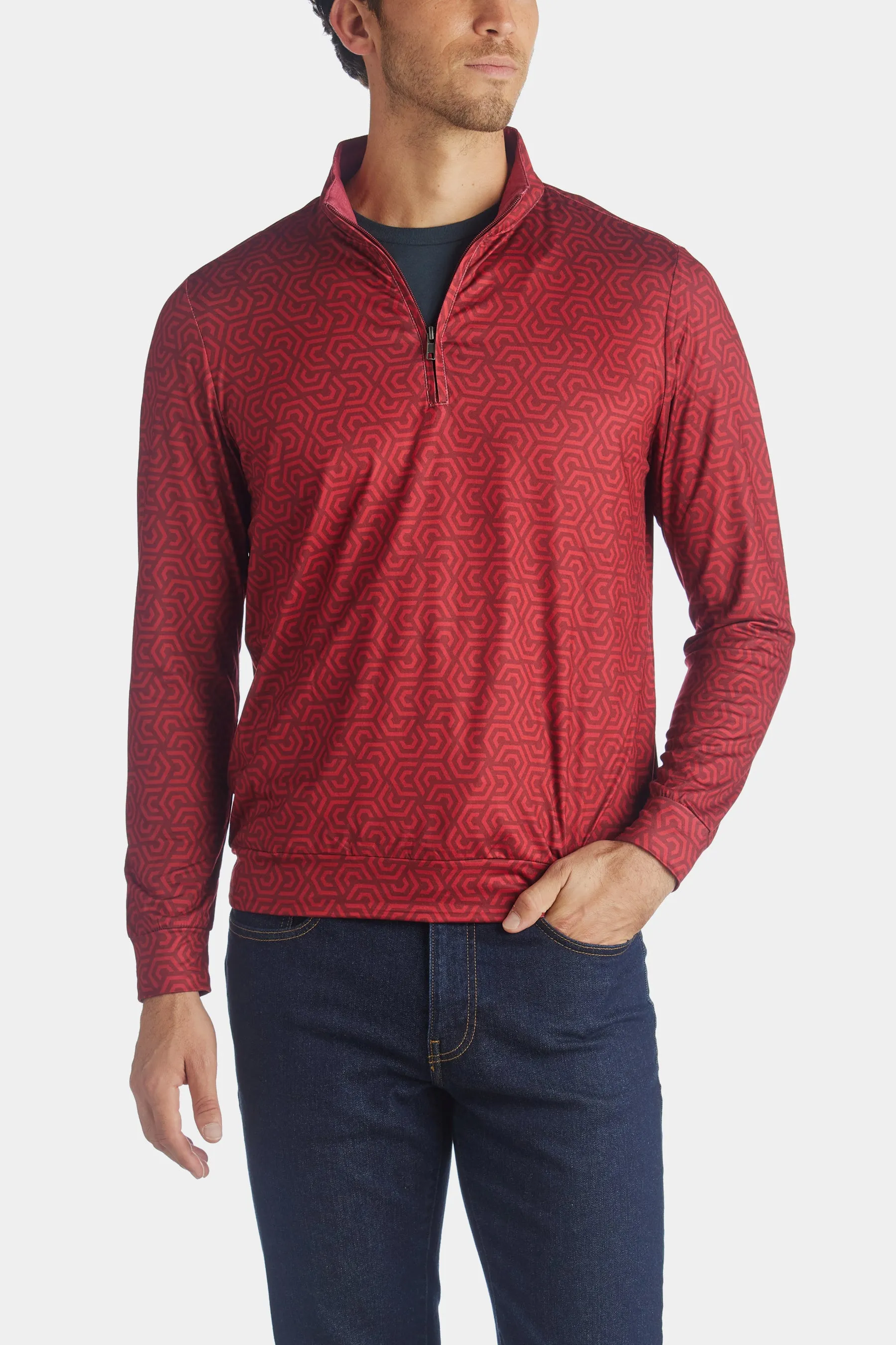 Geo Printed Quarter Zip Pullover