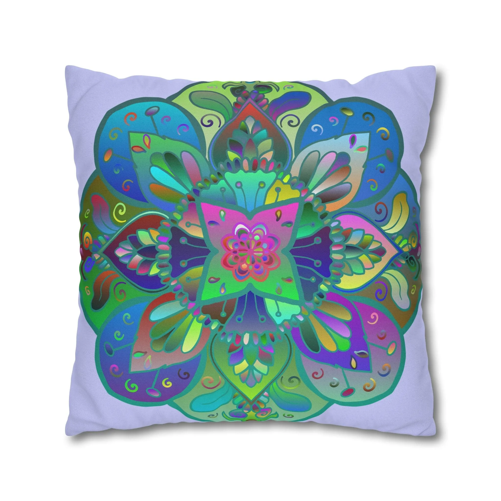 Handmade Mandala Art Pillowcase - Pale Lavender