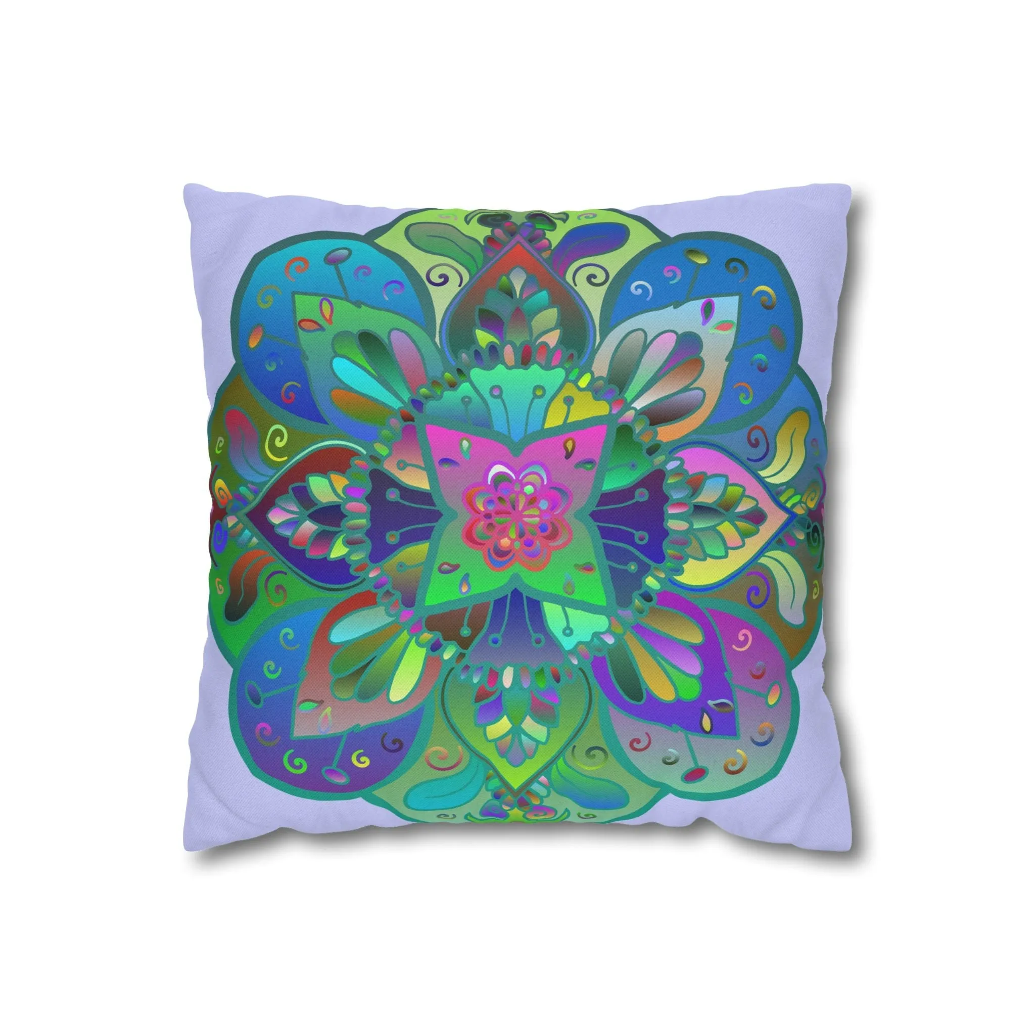 Handmade Mandala Art Pillowcase - Pale Lavender