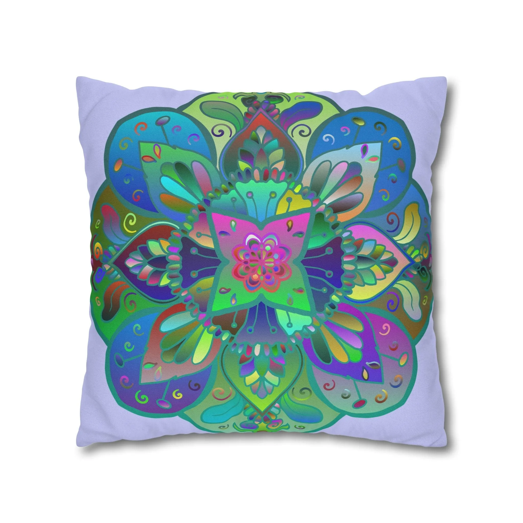 Handmade Mandala Art Pillowcase - Pale Lavender