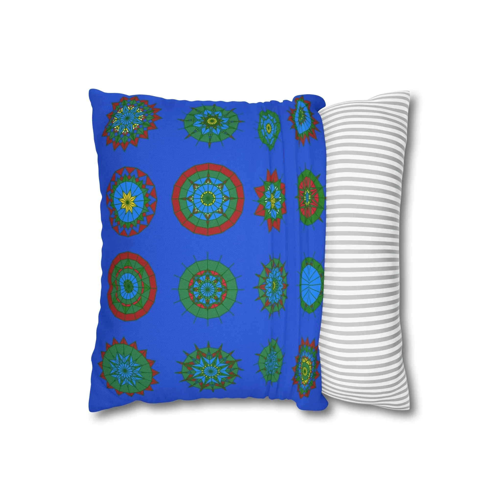 Handmade Mandala Pillowcase - Royal Blue - Christmas Festive Cheer