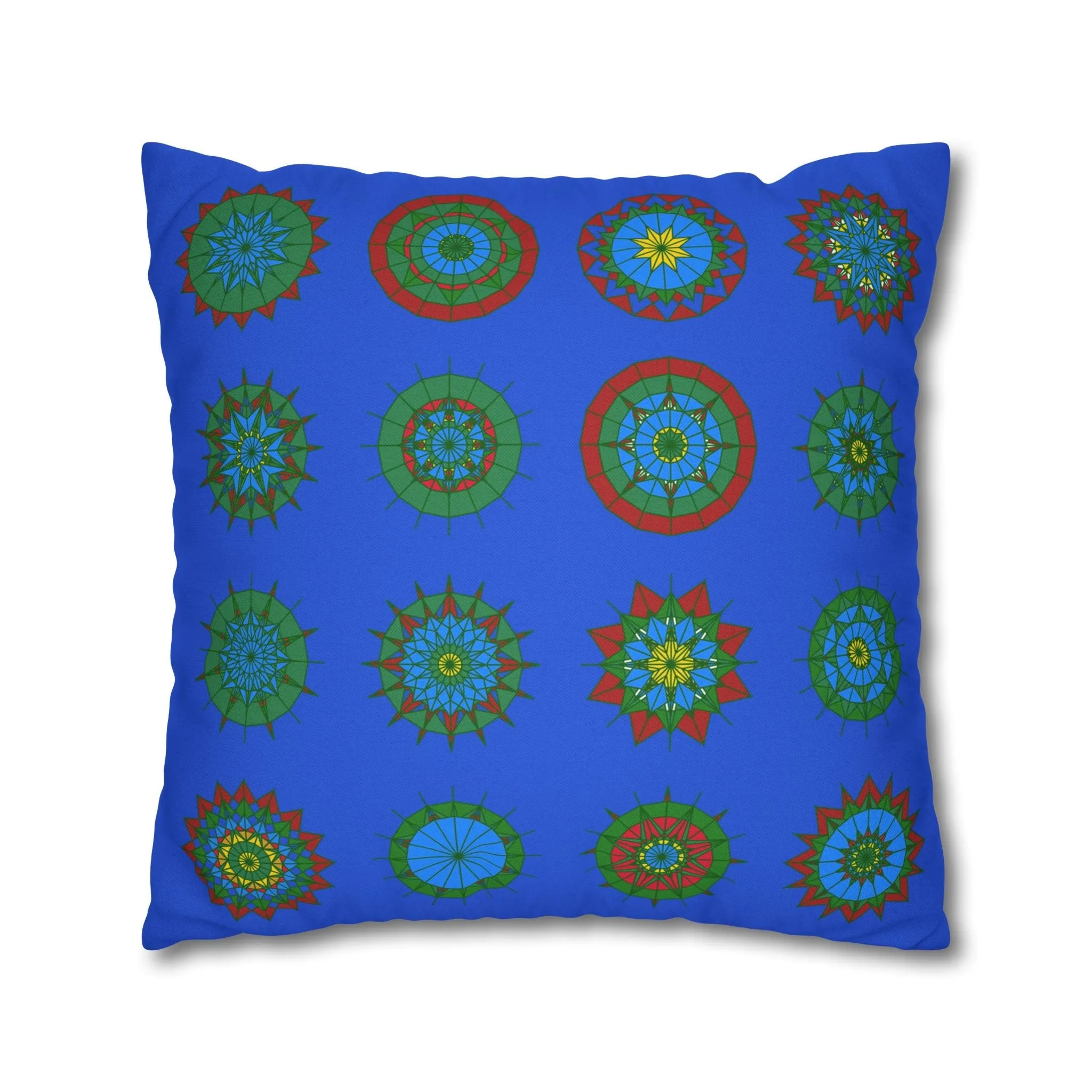 Handmade Mandala Pillowcase - Royal Blue - Christmas Festive Cheer