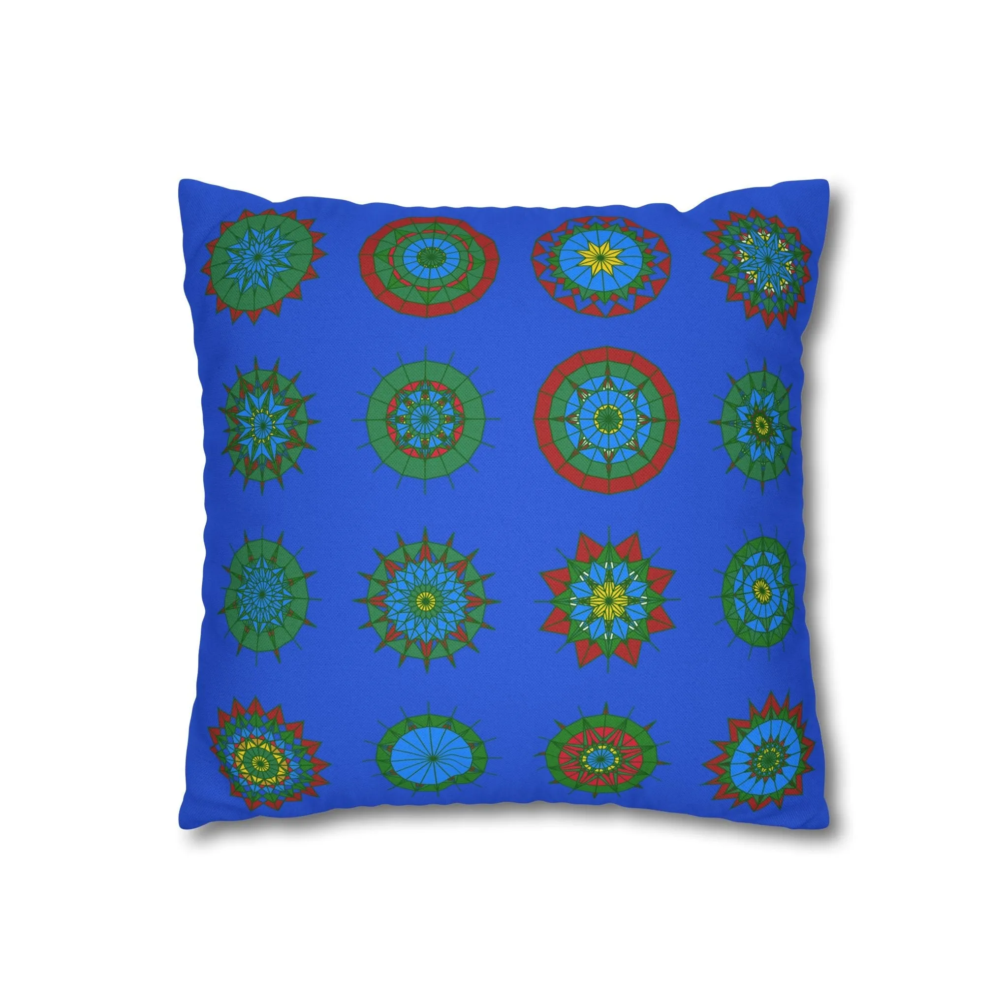 Handmade Mandala Pillowcase - Royal Blue - Christmas Festive Cheer