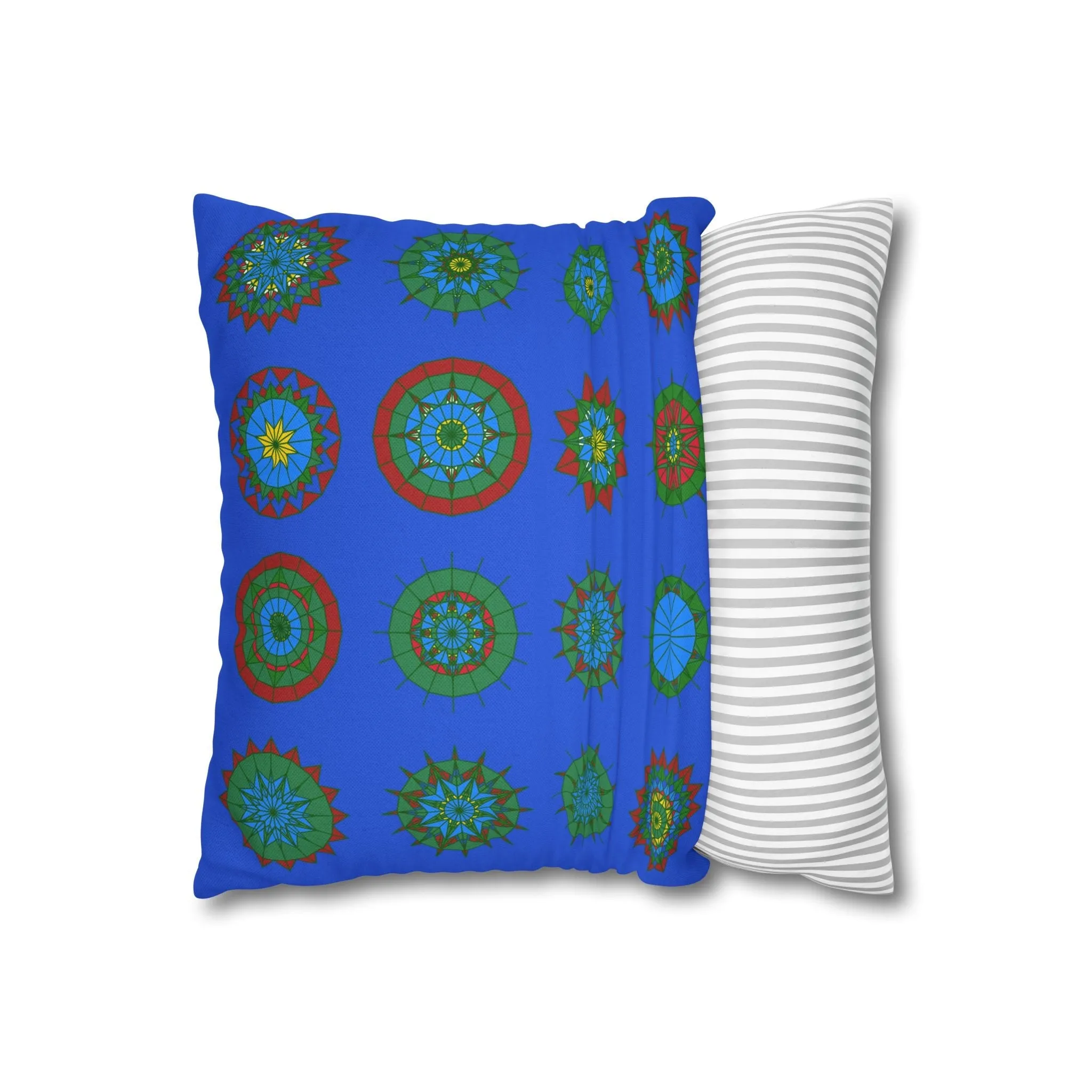 Handmade Mandala Pillowcase - Royal Blue - Christmas Festive Cheer