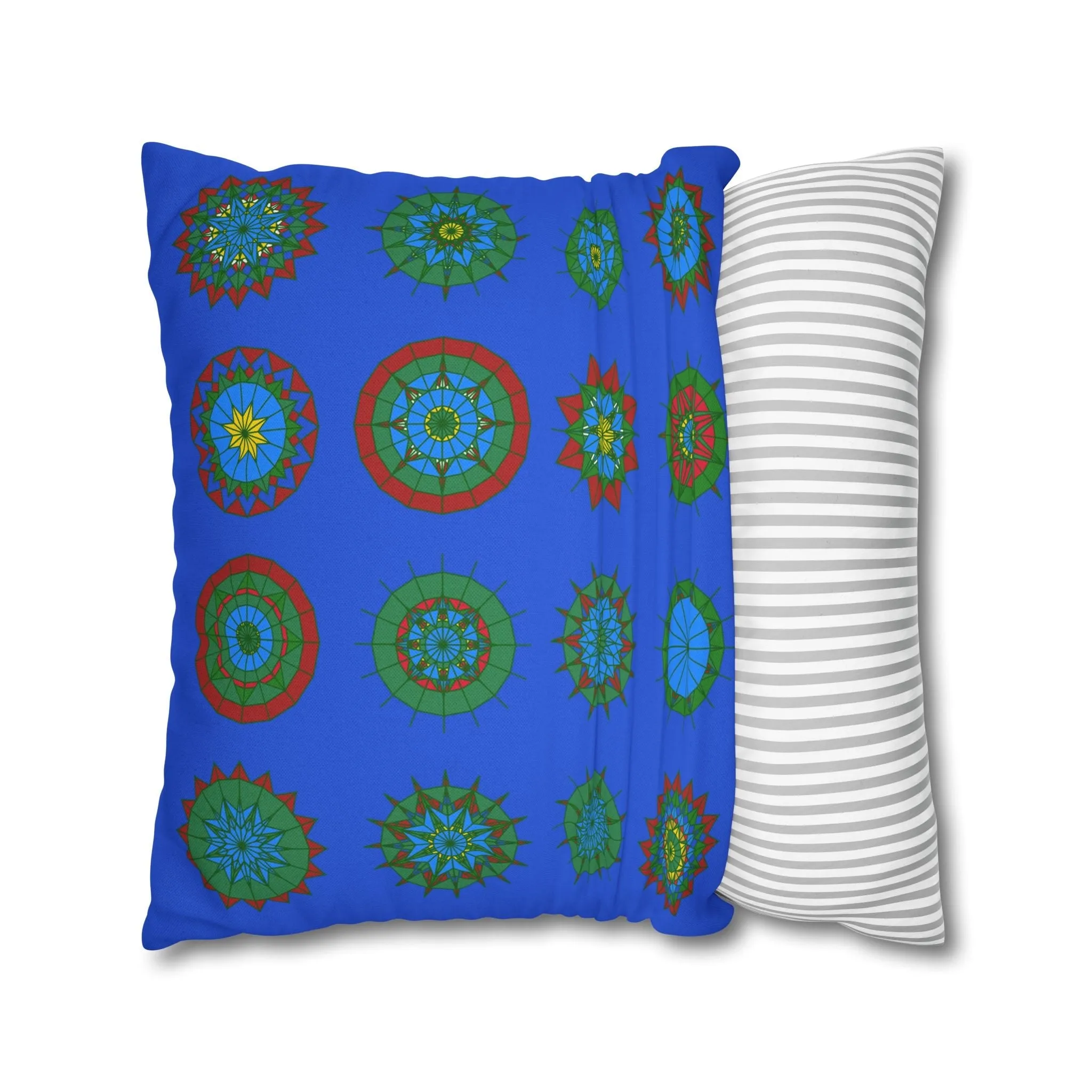 Handmade Mandala Pillowcase - Royal Blue - Christmas Festive Cheer