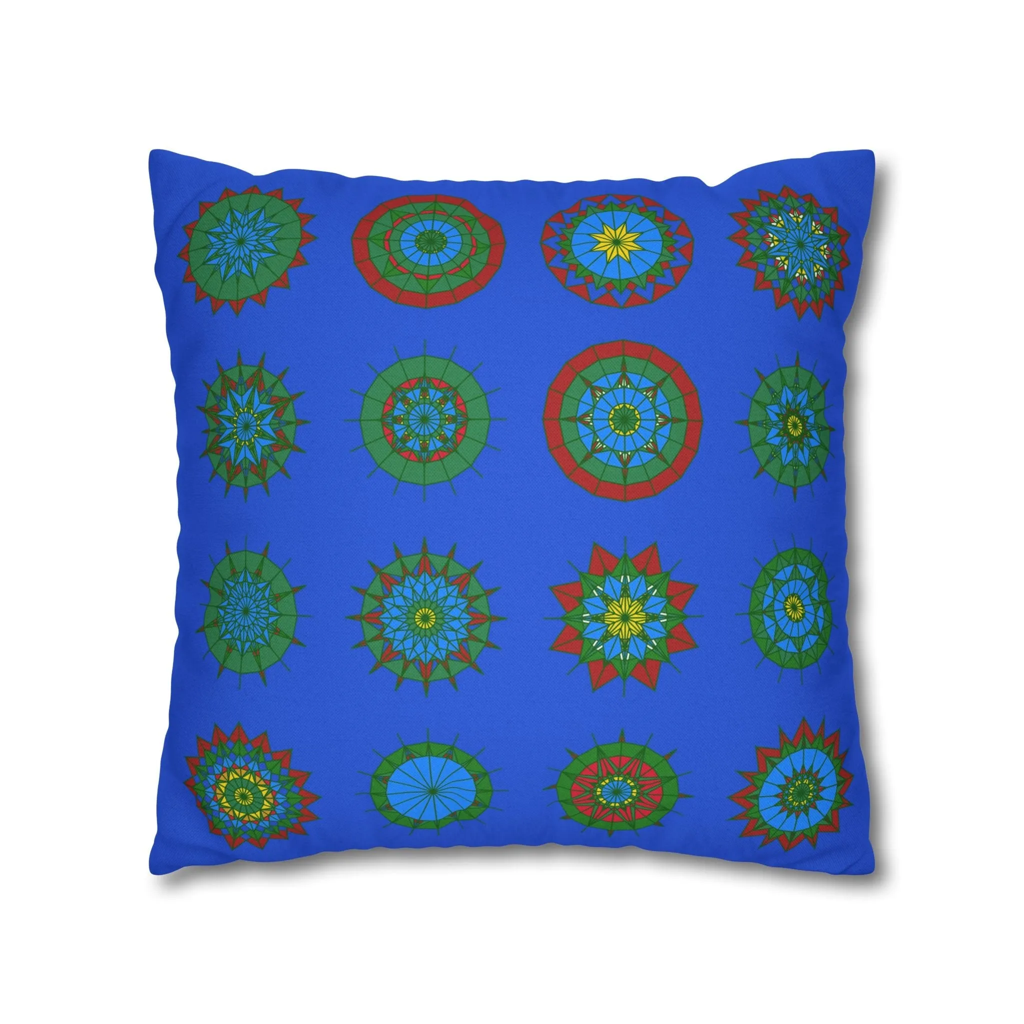 Handmade Mandala Pillowcase - Royal Blue - Christmas Festive Cheer