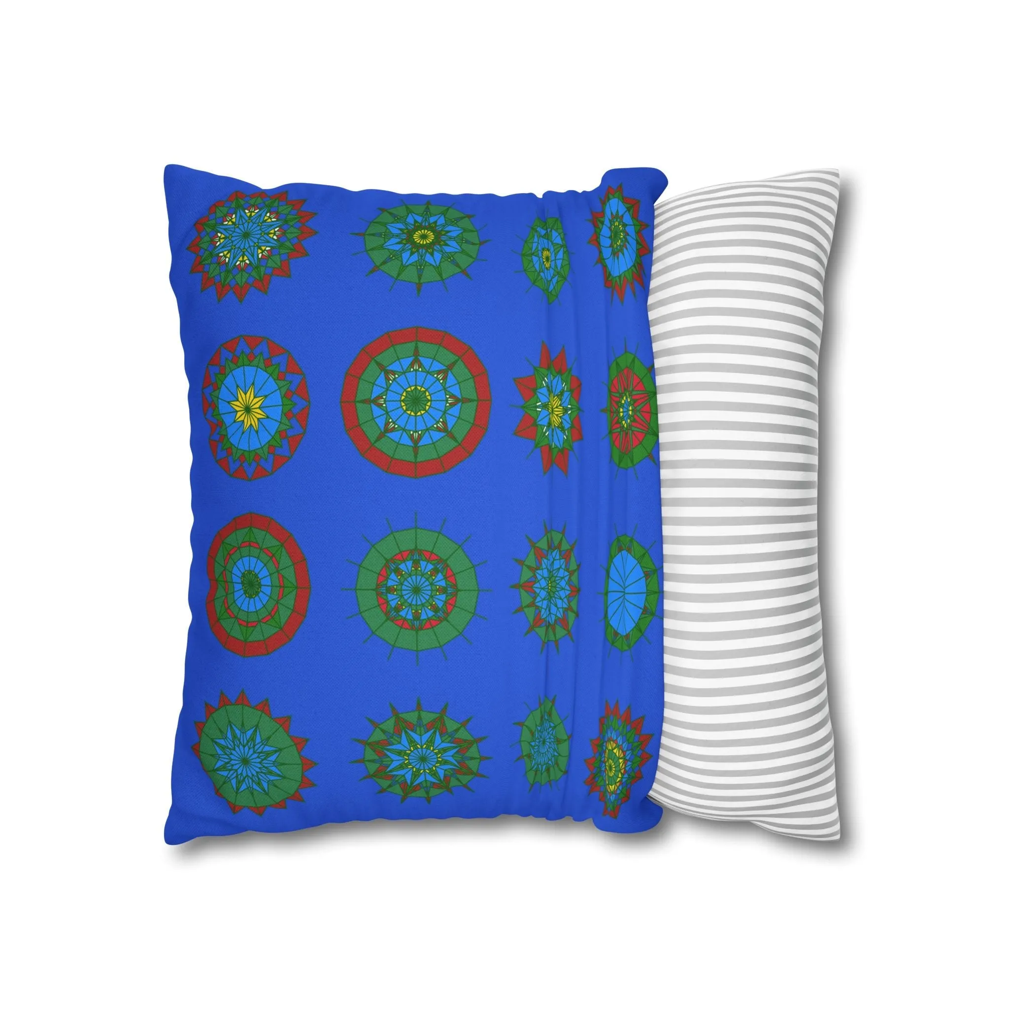 Handmade Mandala Pillowcase - Royal Blue - Christmas Festive Cheer