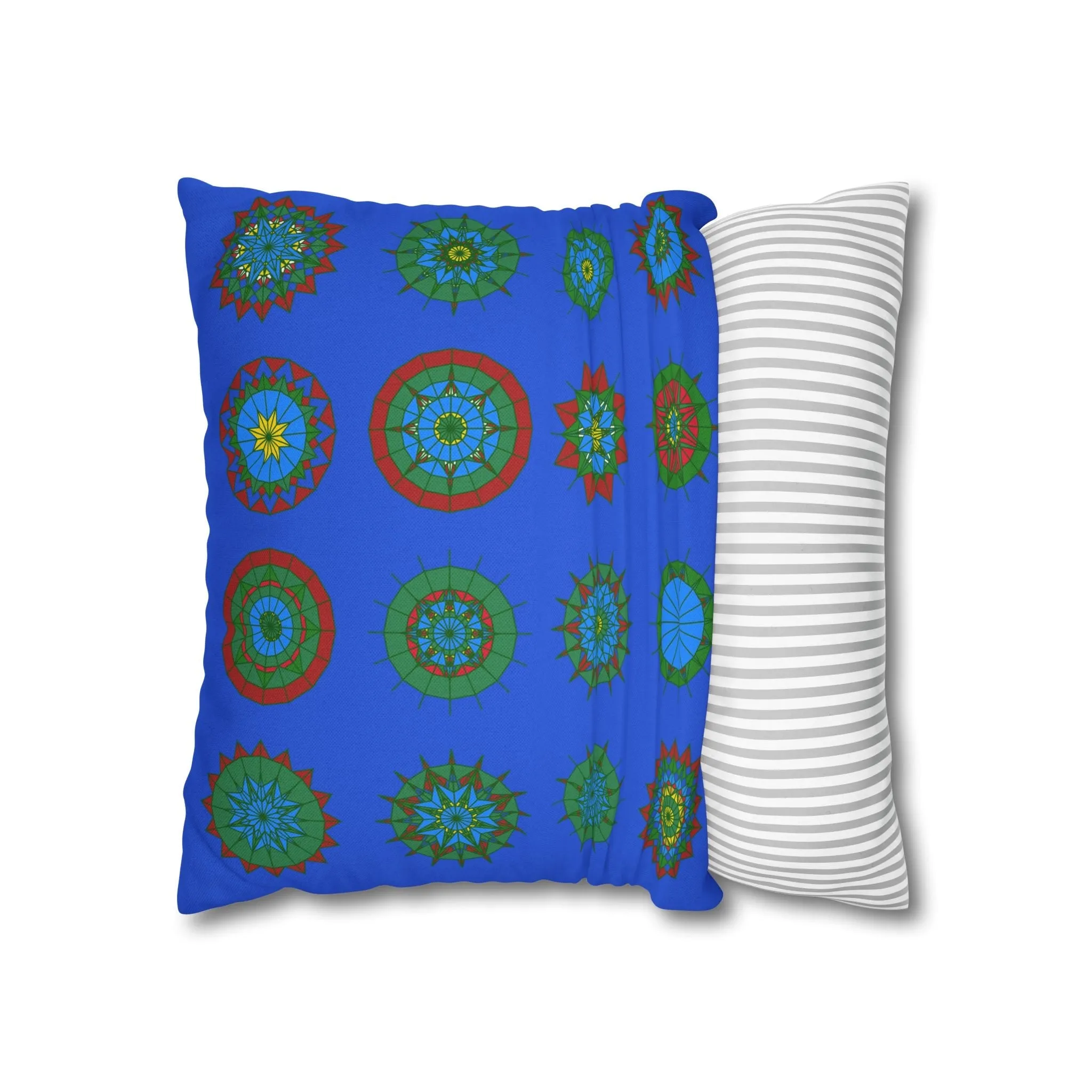 Handmade Mandala Pillowcase - Royal Blue - Christmas Festive Cheer