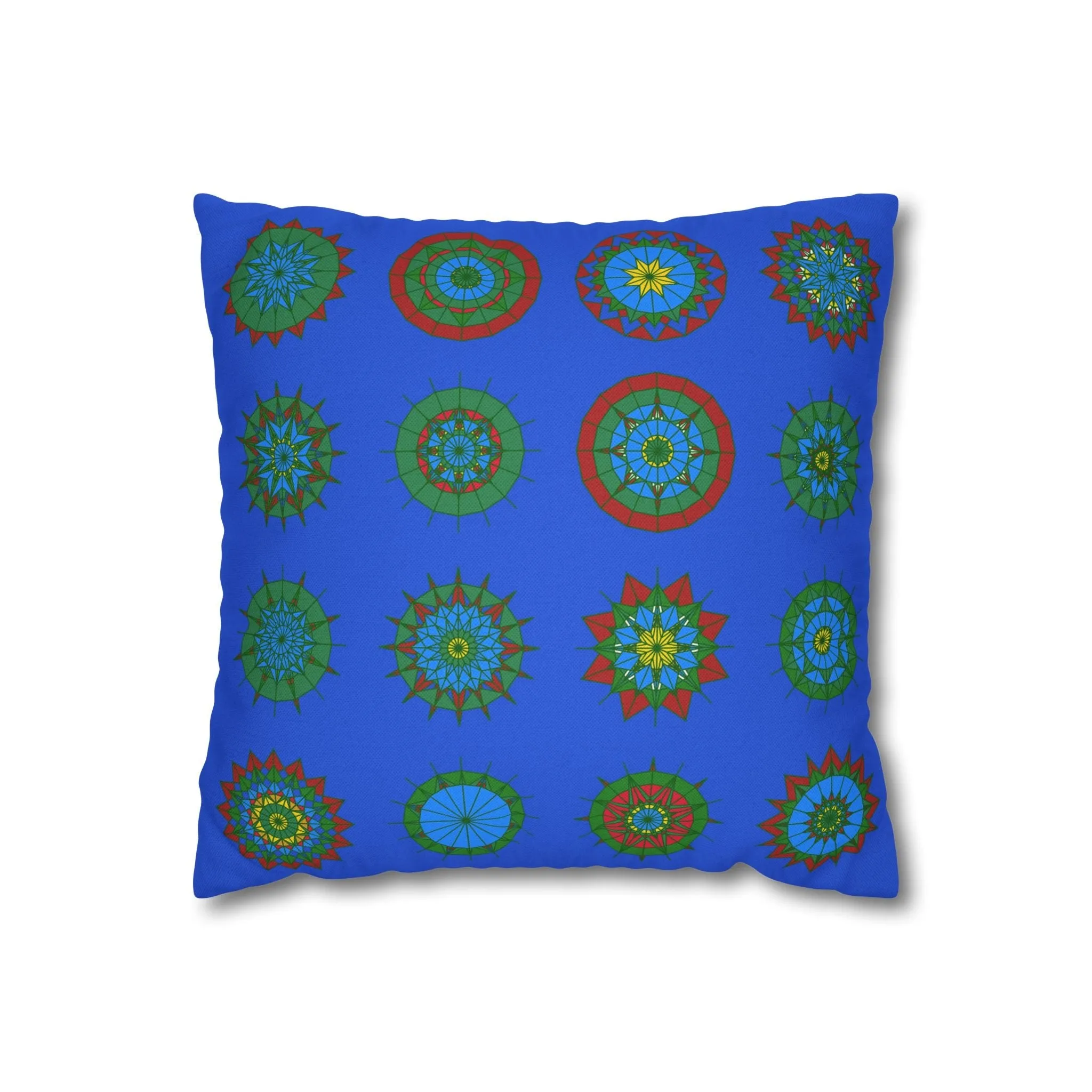 Handmade Mandala Pillowcase - Royal Blue - Christmas Festive Cheer