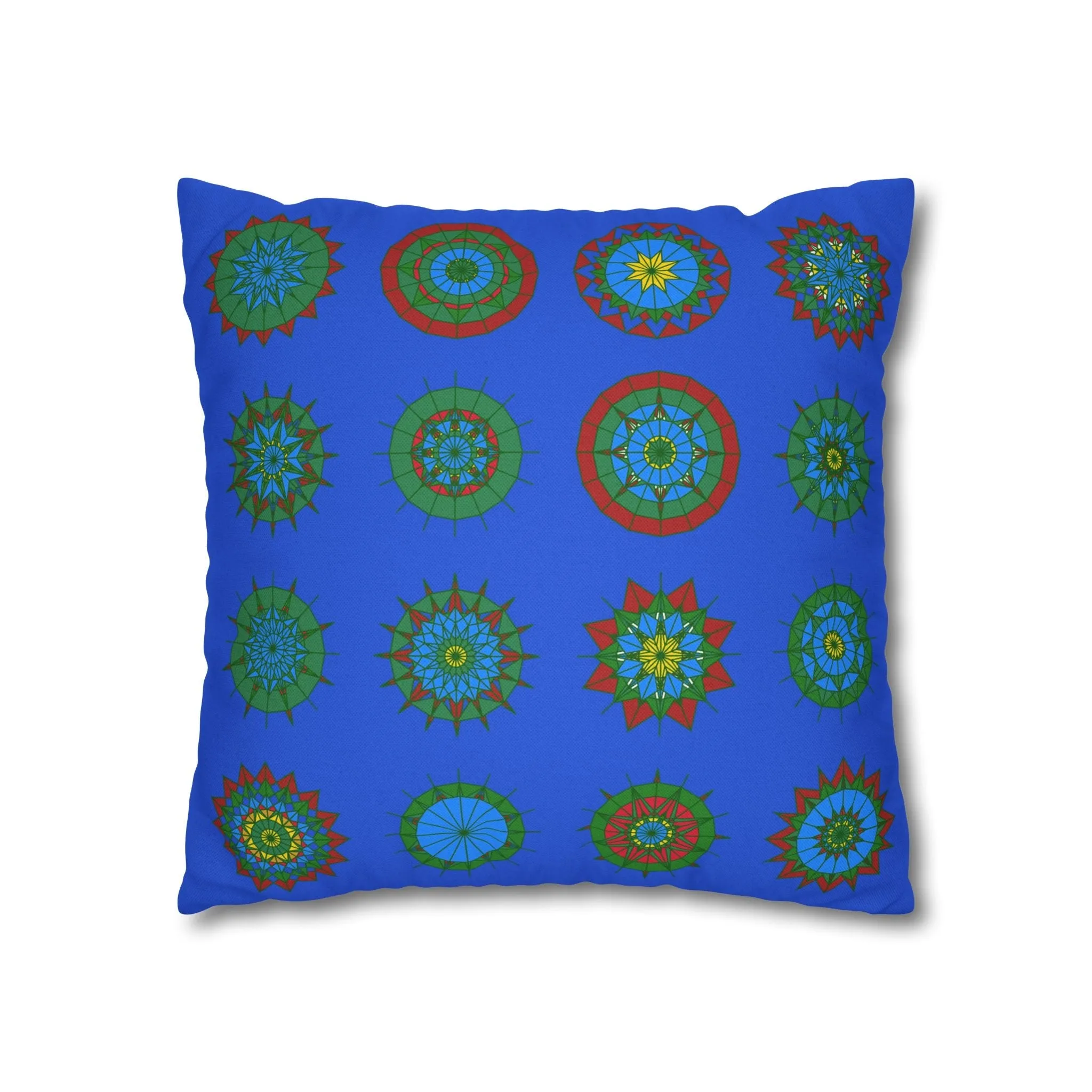 Handmade Mandala Pillowcase - Royal Blue - Christmas Festive Cheer