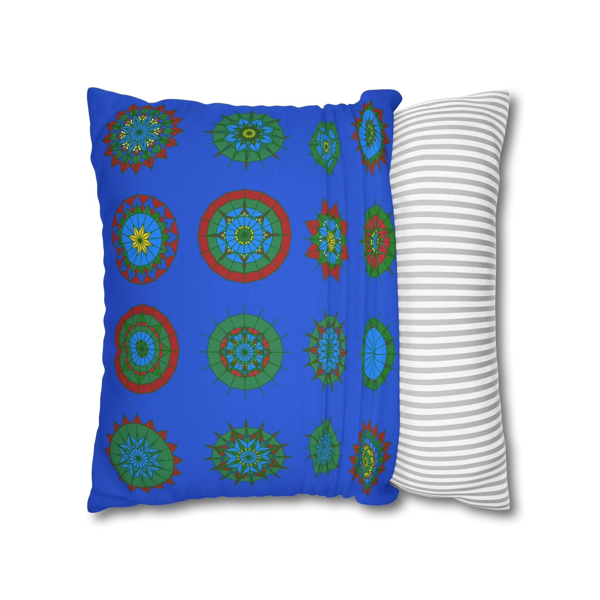 Handmade Mandala Pillowcase - Royal Blue - Christmas Festive Cheer