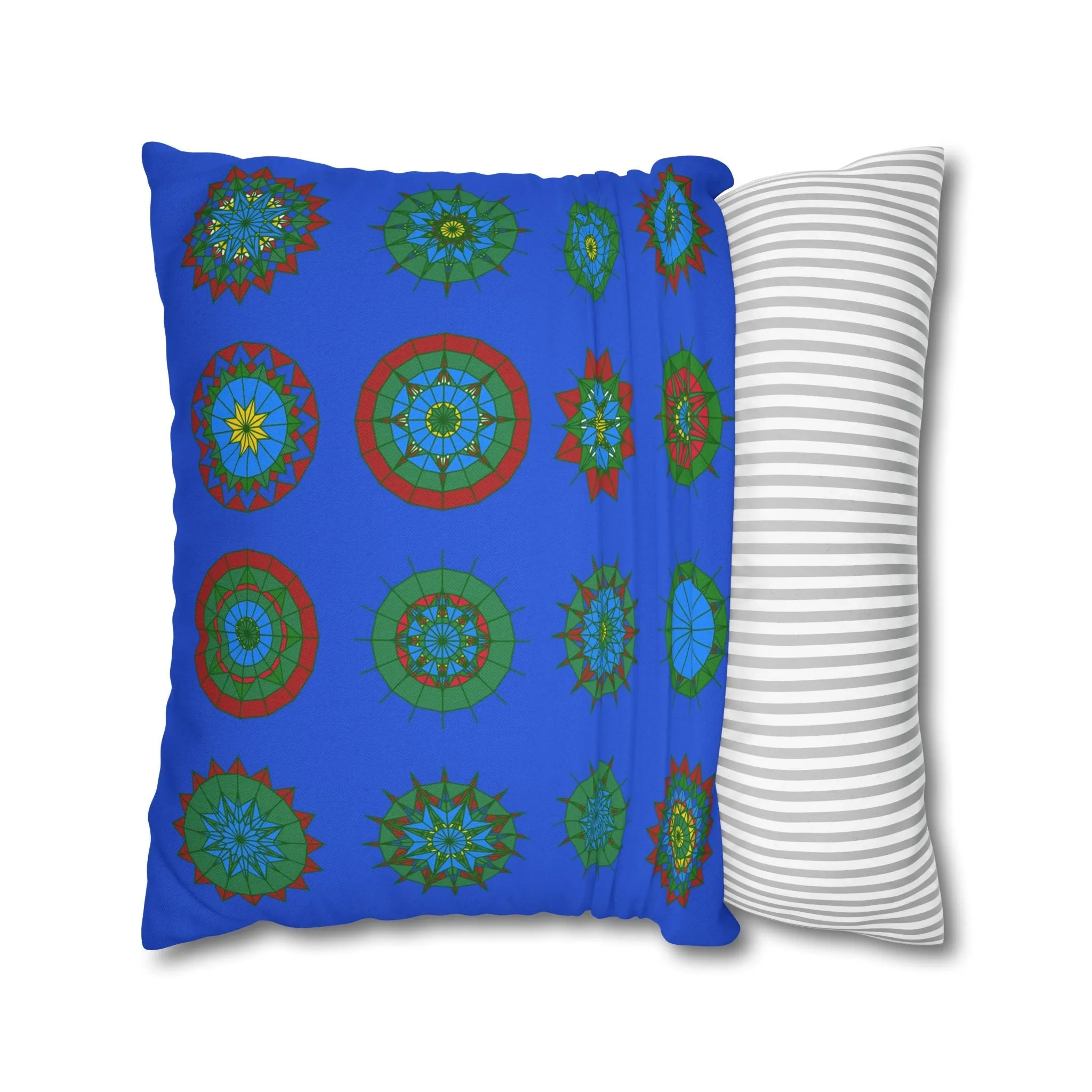 Handmade Mandala Pillowcase - Royal Blue - Christmas Festive Cheer