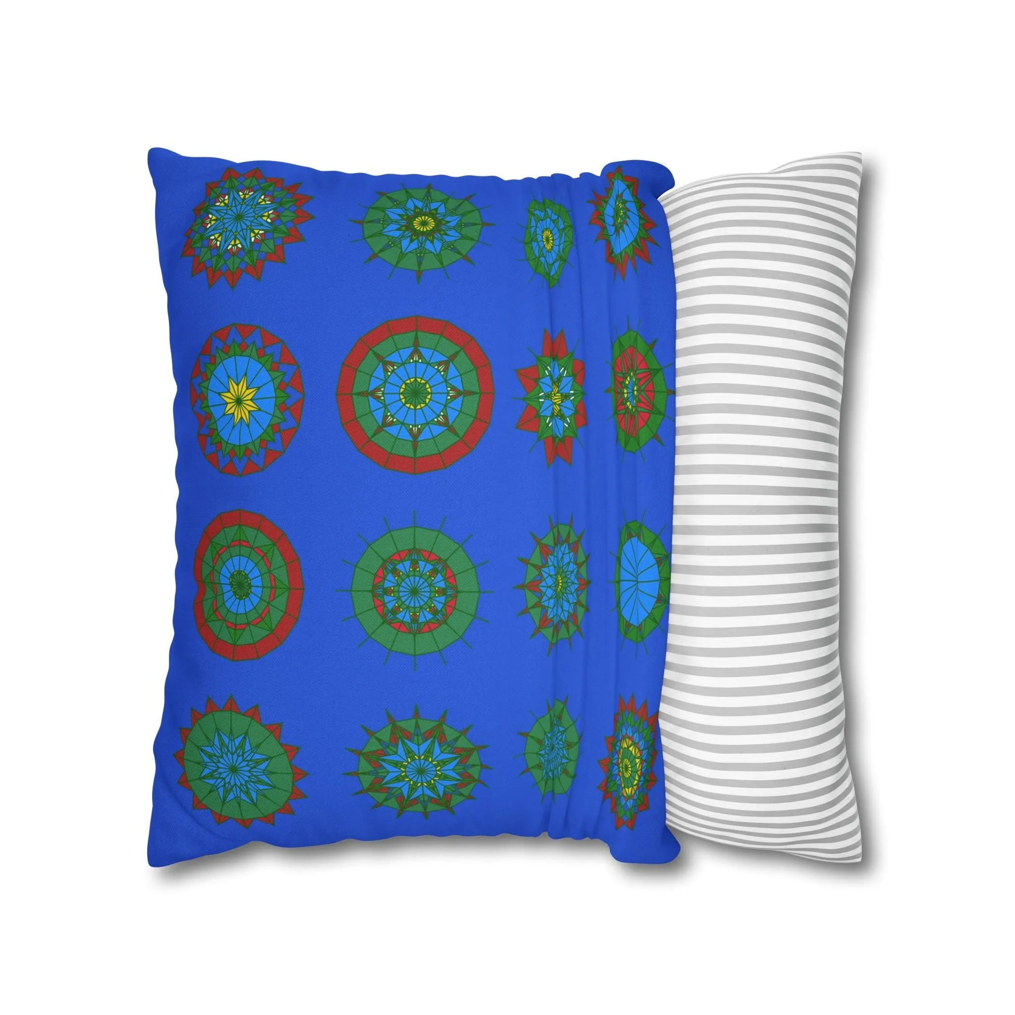 Handmade Mandala Pillowcase - Royal Blue - Christmas Festive Cheer