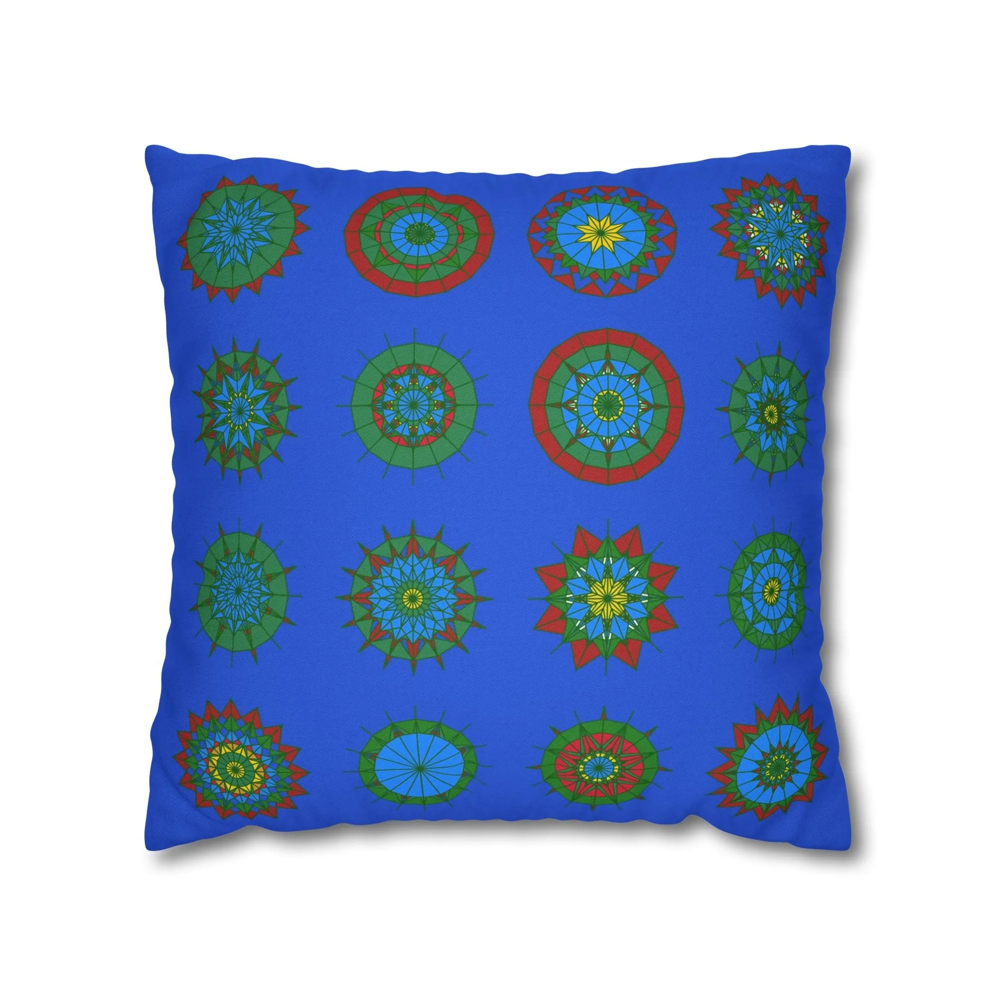 Handmade Mandala Pillowcase - Royal Blue - Christmas Festive Cheer