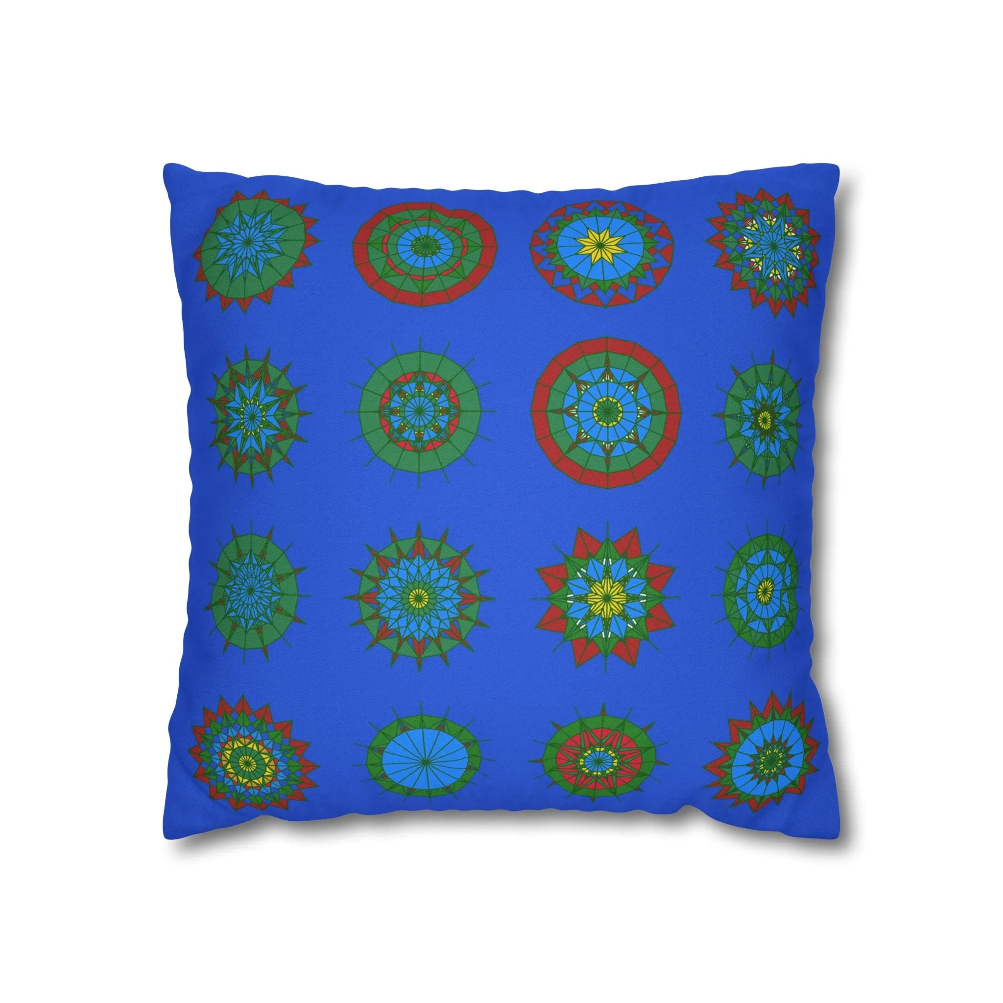 Handmade Mandala Pillowcase - Royal Blue - Christmas Festive Cheer