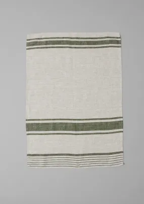 Irregular Stripe Linen Tea Towel | Natural/Forest