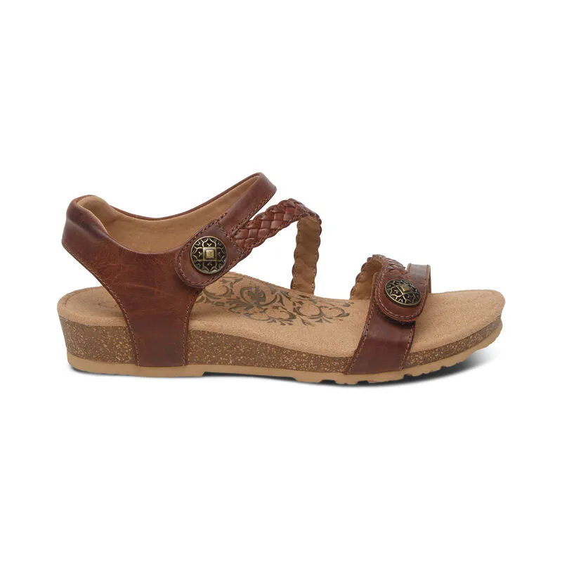 Jillian Braided Quarter Strap Sandal in Walnut