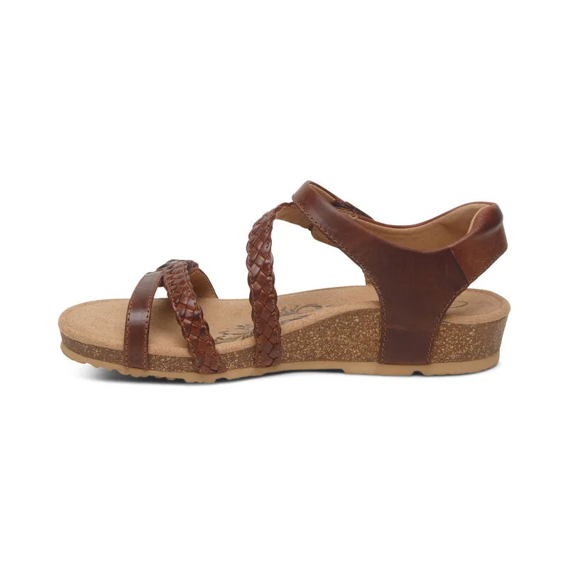 Jillian Braided Quarter Strap Sandal in Walnut