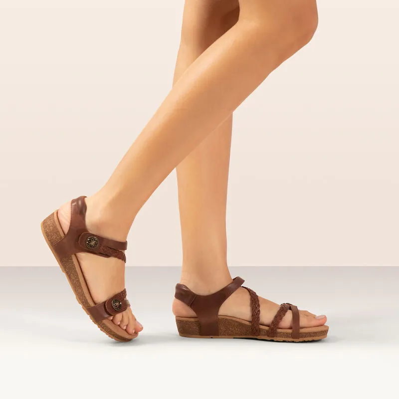 Jillian Braided Quarter Strap Sandal in Walnut