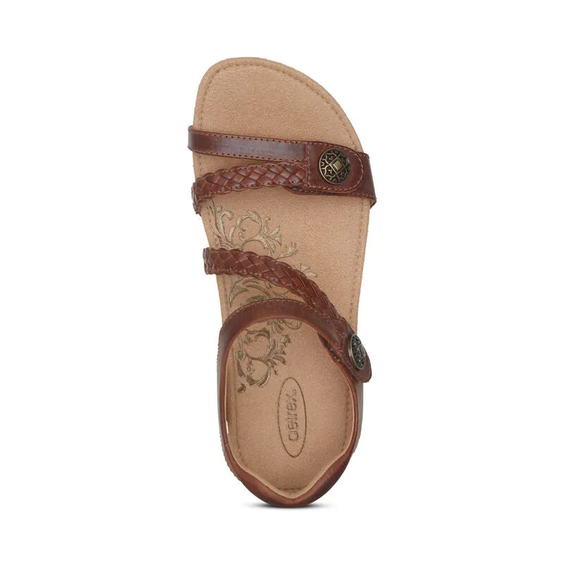 Jillian Braided Quarter Strap Sandal in Walnut