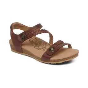 Jillian Braided Quarter Strap Sandal in Walnut