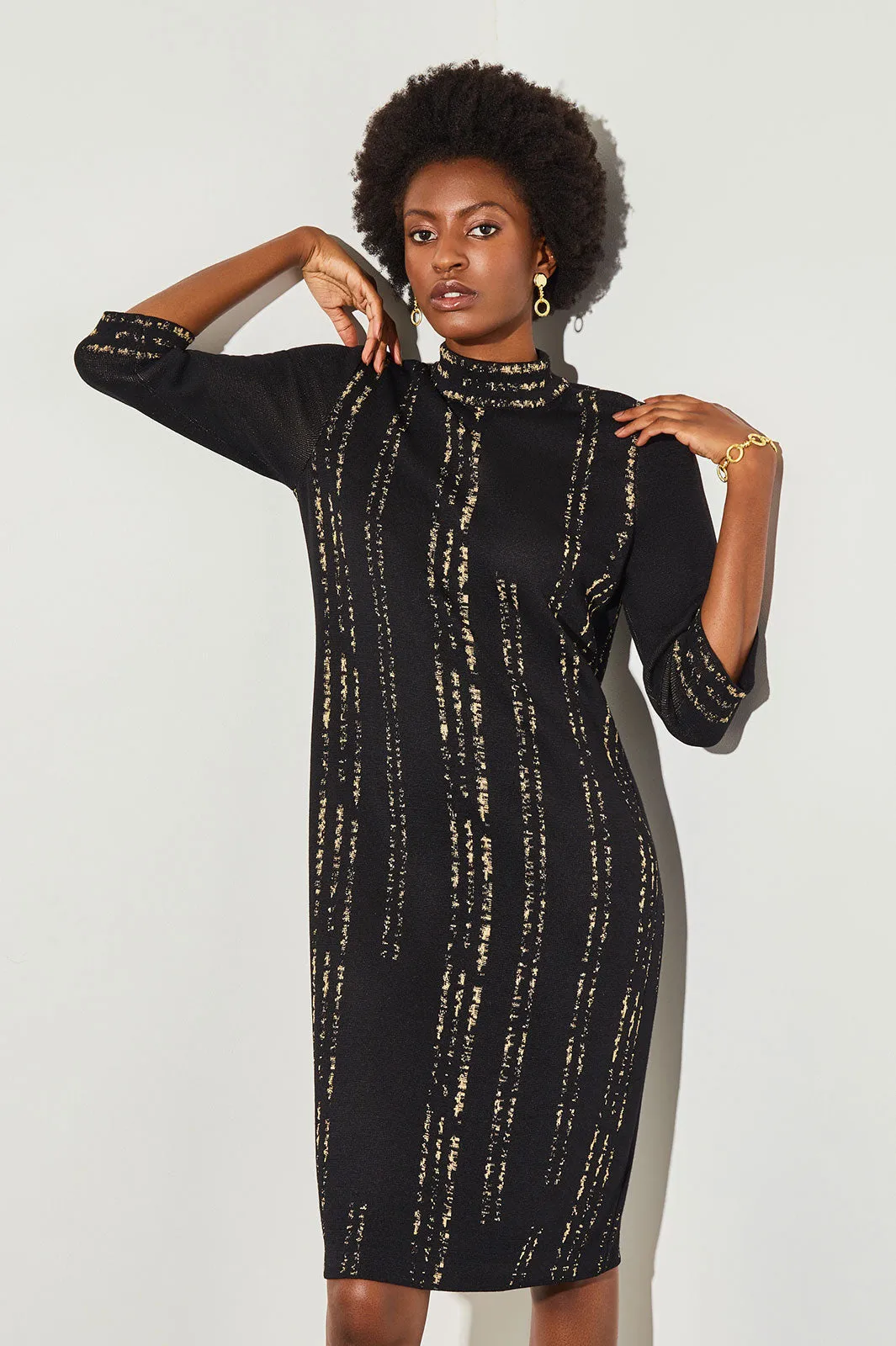 Knee Length Shift Dress - Shimmer Soft Knit