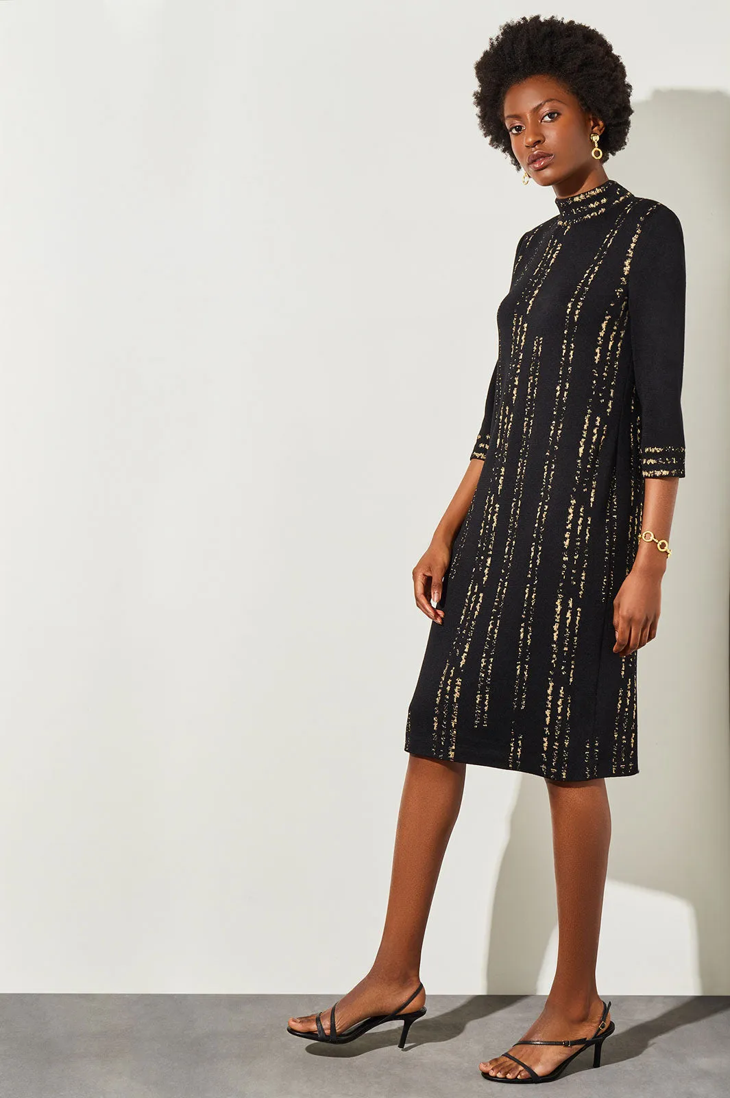 Knee Length Shift Dress - Shimmer Soft Knit