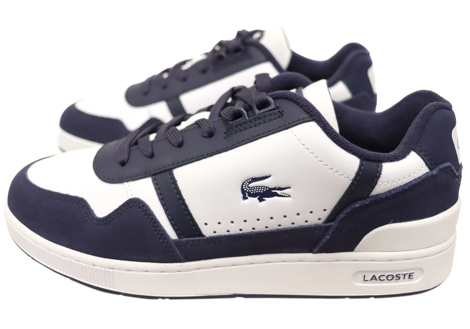 Lacoste Mens Comfortable Leather Graphic Print T Clip Sneakers