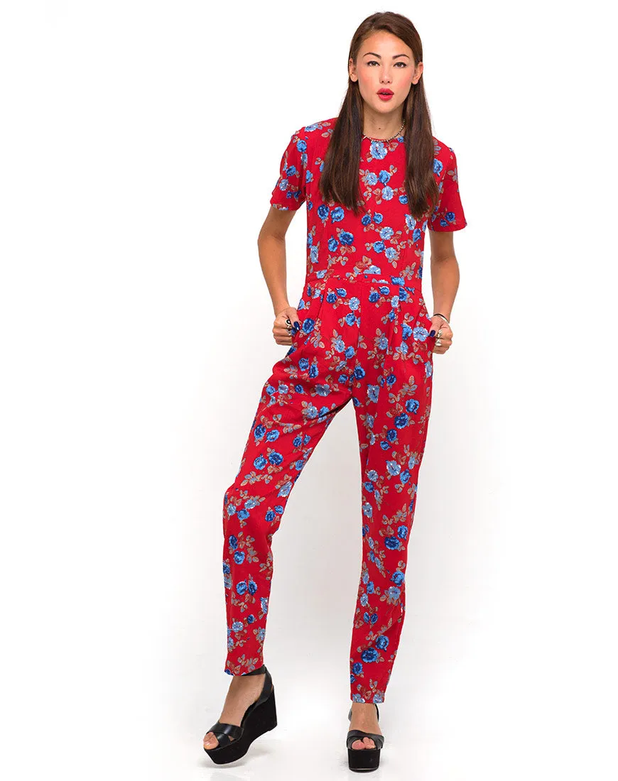 Motel Lilah Full Length Jumpsuit in Winter Rose Red