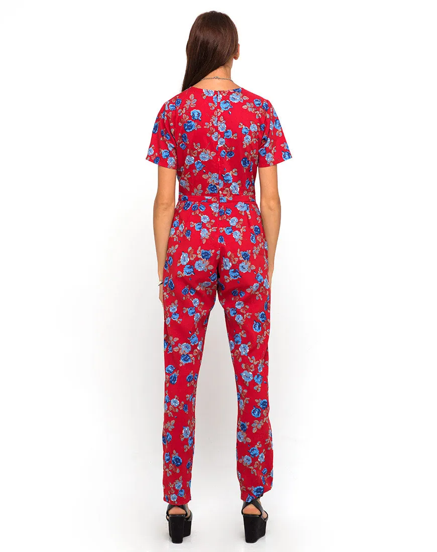 Motel Lilah Full Length Jumpsuit in Winter Rose Red