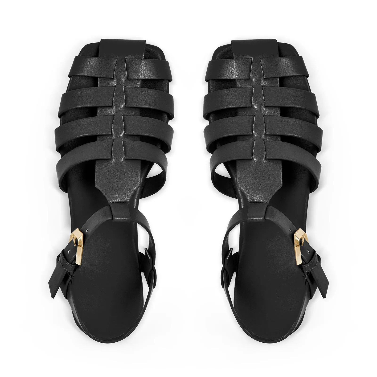 Multiple Colour Square Toe Gladiator Flat Sandals