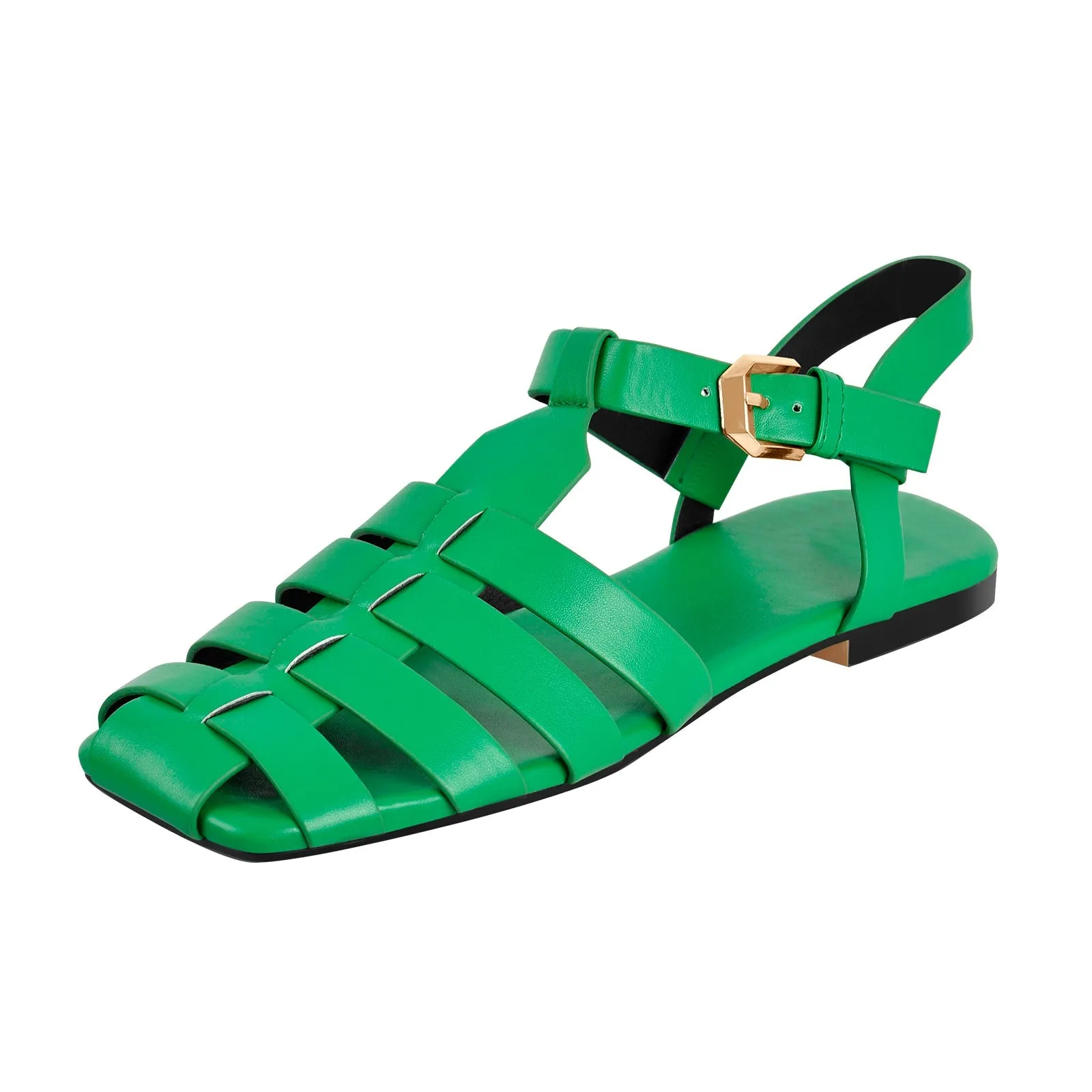 Multiple Colour Square Toe Gladiator Flat Sandals