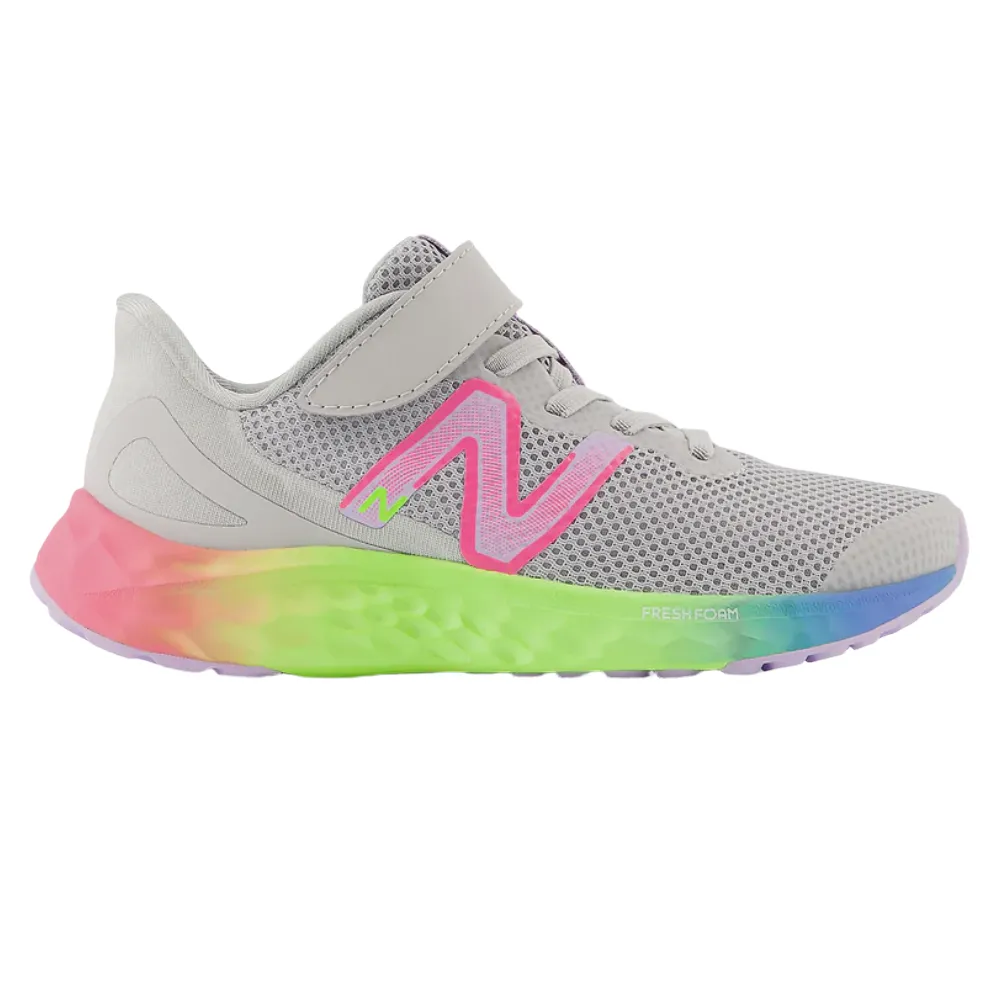 New Balance Little Girls Fresh Foam Arishi v4 Velcro Light Aluminum