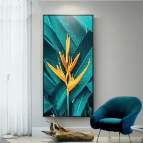 Nordic Green Leaf Yellow Flower Canvas Painting Posters