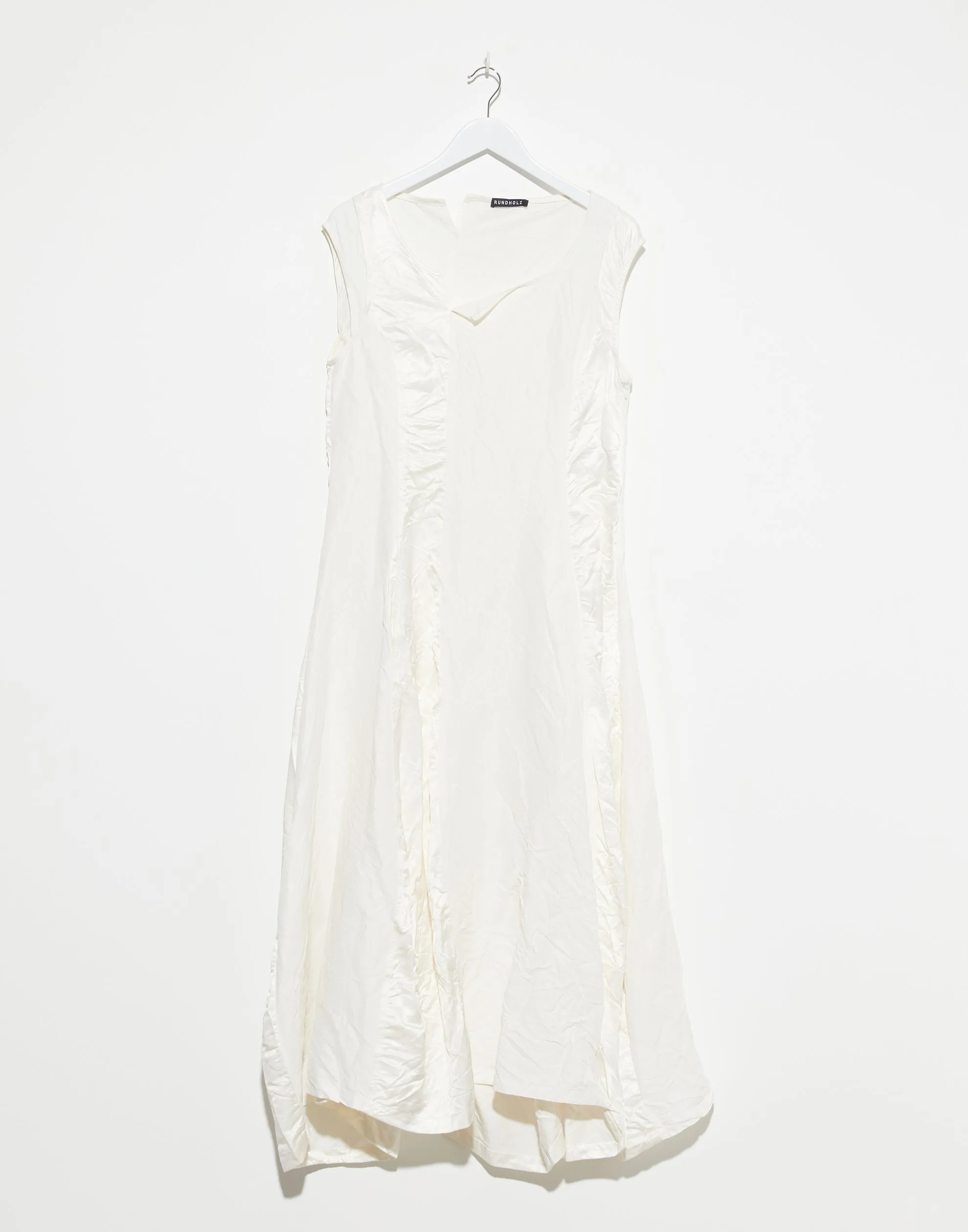 Off White Linen & Cupro Panelled Dress