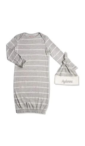 Personalized Gown 2-Piece - Heather Grey Stripe