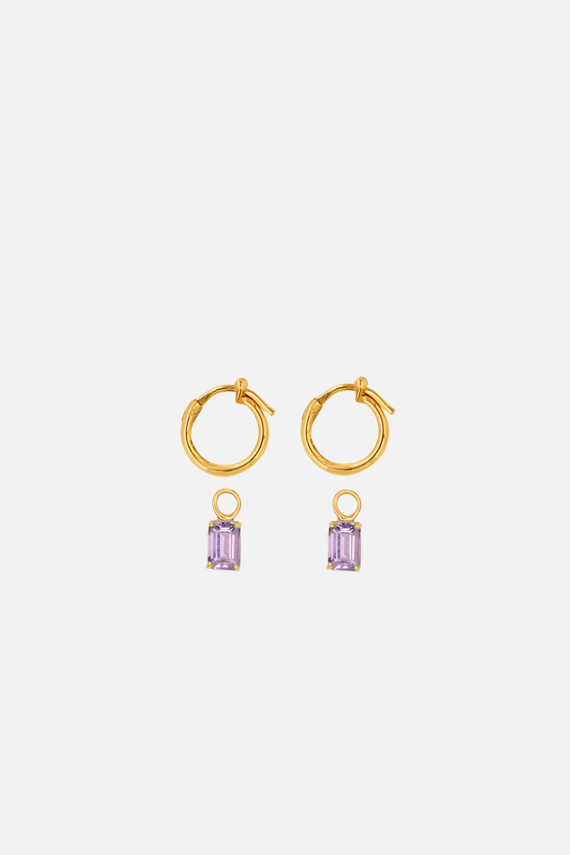 Rectangular Amethyst Hoop Charms