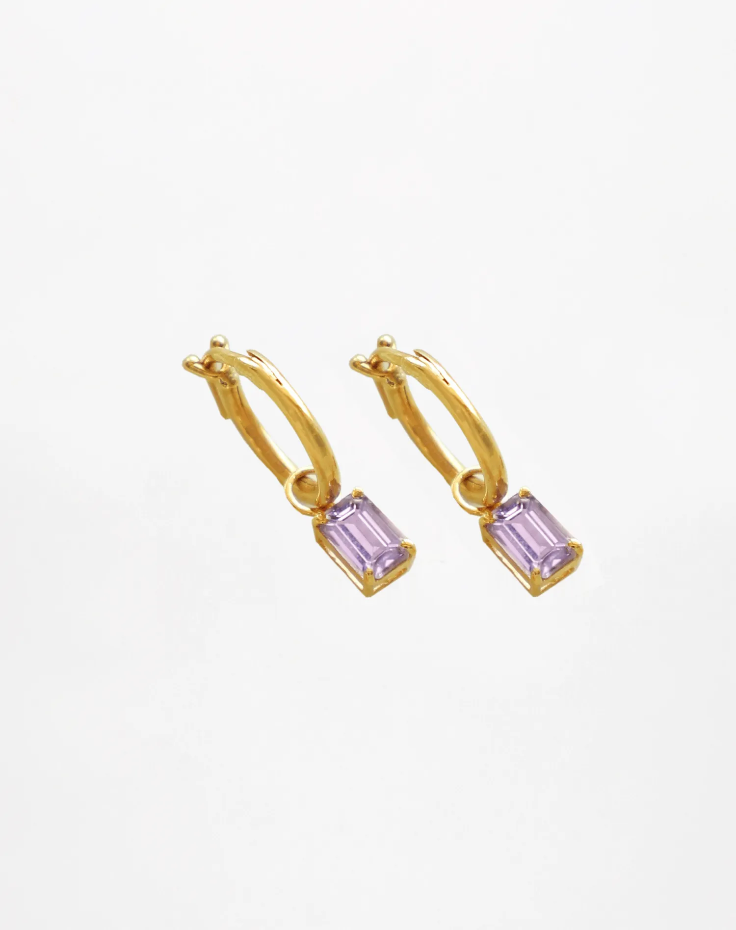 Rectangular Amethyst Hoop Charms