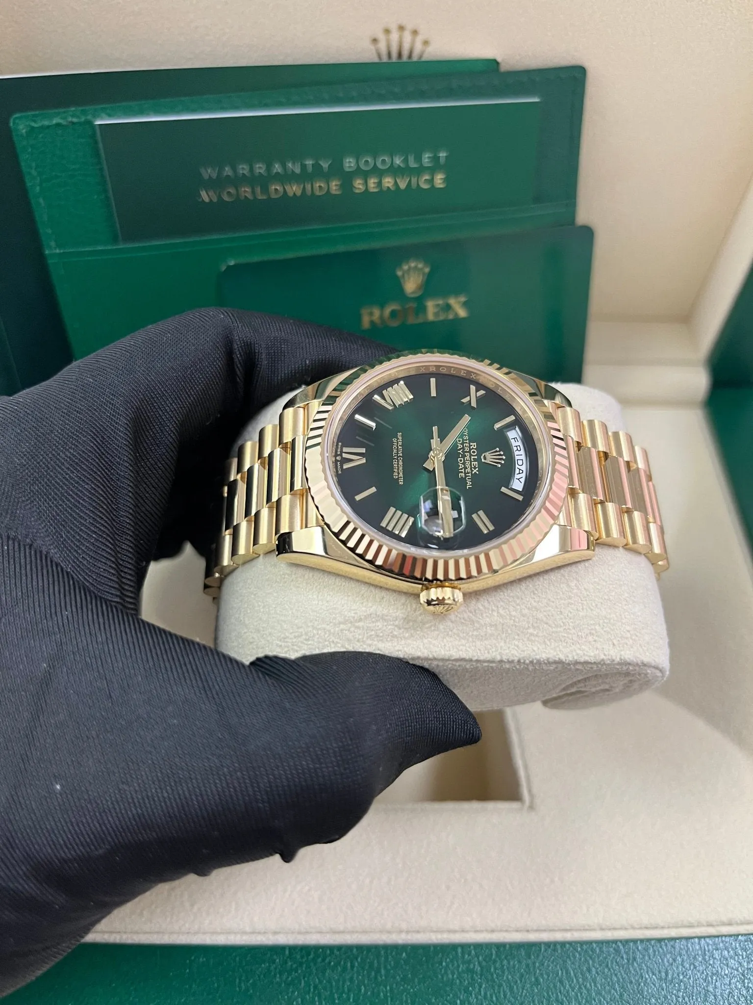 Rolex Day-Date 40mm Ombre Green Roman Dial New Release 228238